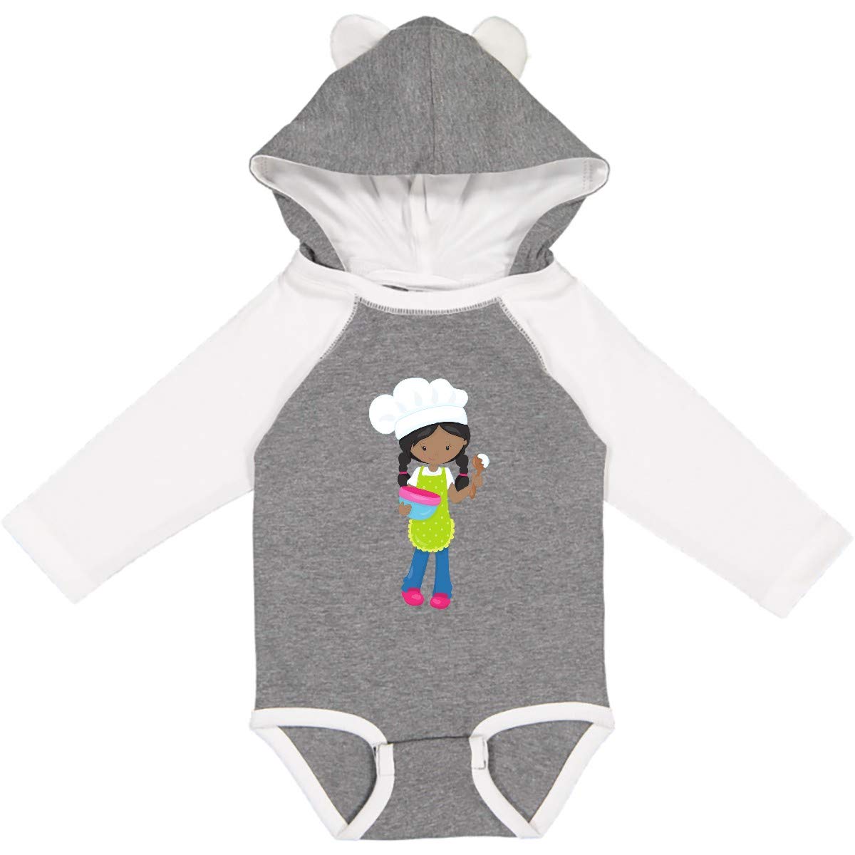 Inktastic African American Girl Baking Baker Bakery Long Sleeve Baby Bodysuit - Perfect for Baking Classes, Birthday Parties & Cute Photo Shoots