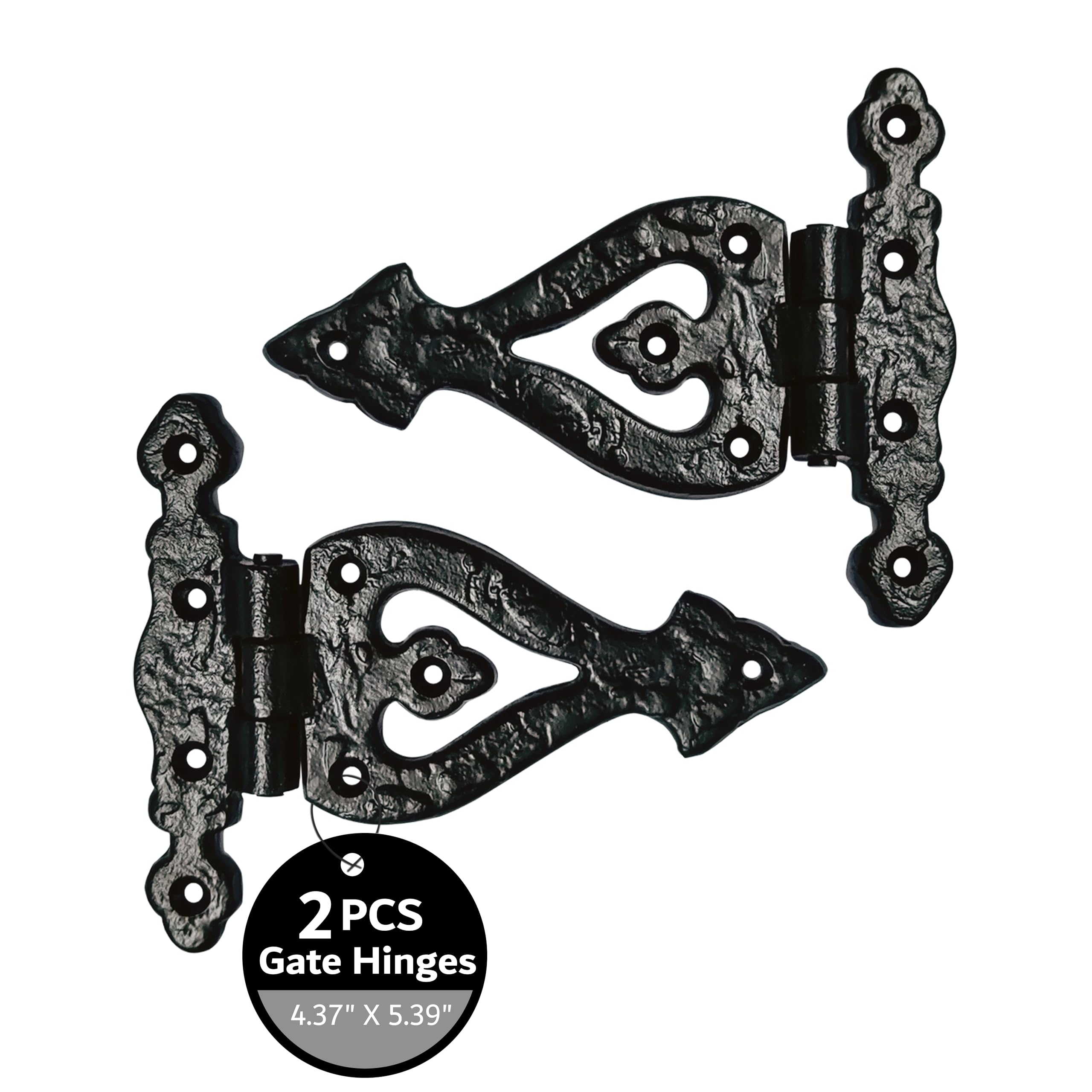 Heavy Duty 2-Piece Black Matte T Hinge Set for Wooden Fences, Barn Doors & Shed Doors - Outdoor Gate Hinges with Rust-Resistant Finish - Perfect for Farmhouse, Garden Gates and Backyard Fencing Projects