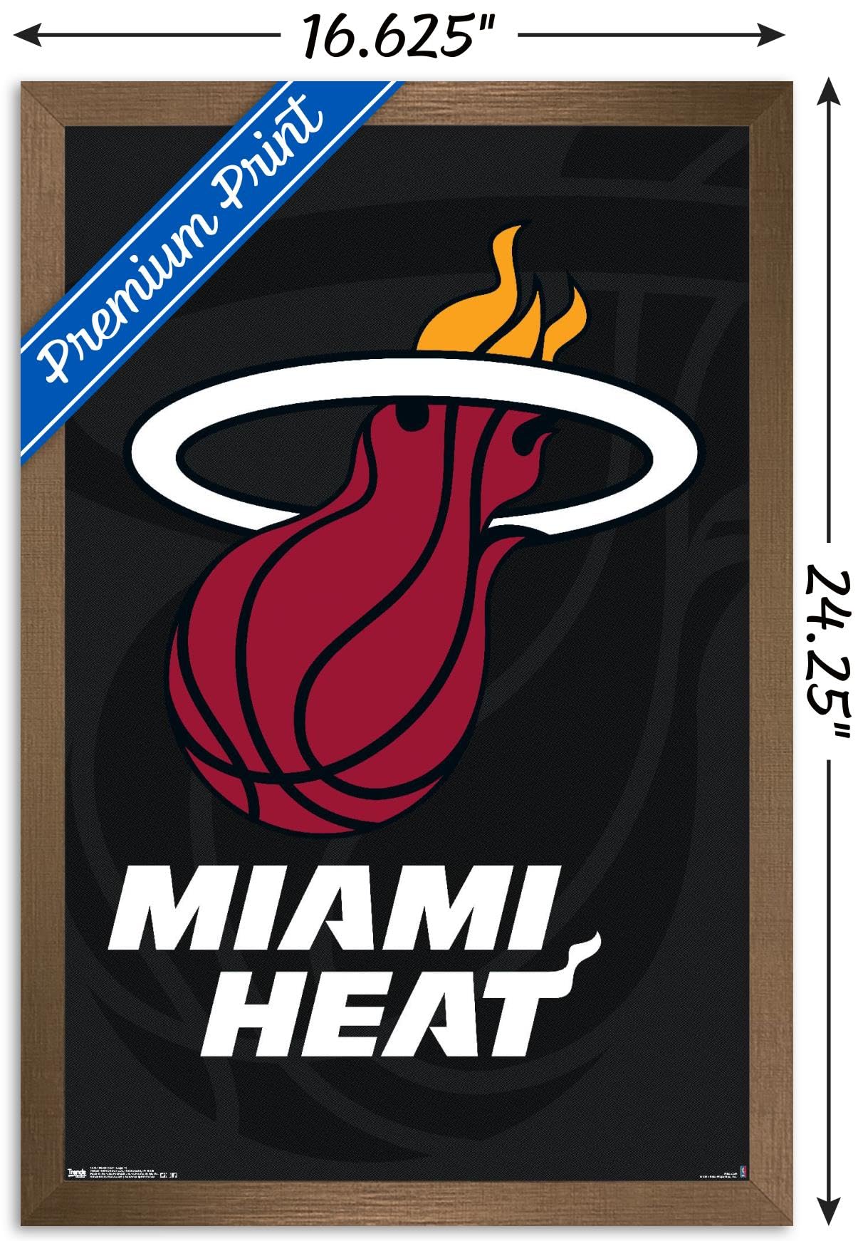 NBA Miami Heat Logo Wall Poster - 14.725 x 22.375 Inches Bronze Framed Sports Decor for Man Cave, Game Room & Office | Officially Licensed NBA Merchandise