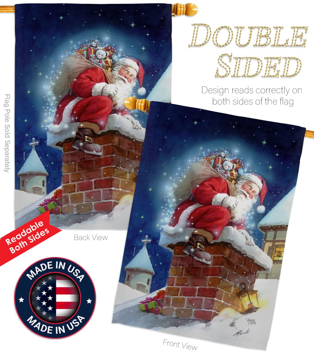 Christmas Chimney Santa Flags Set - 28x40