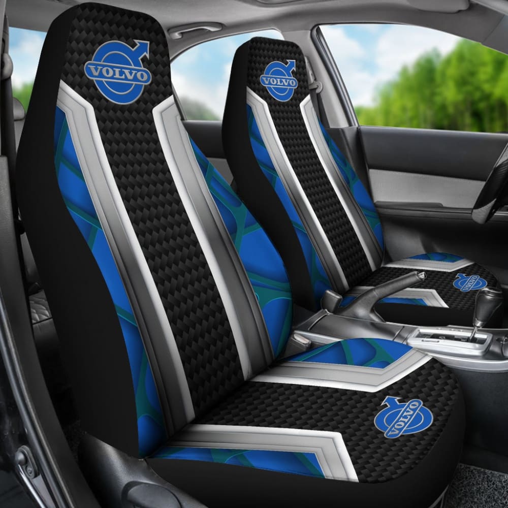 Premium Volvo Blue & Black Themed Printed Car Seat Covers - Universal Fit for Most Volvo Models - Perfect for Road Trips, Daily Commutes & Interior Protection (Model 210901)