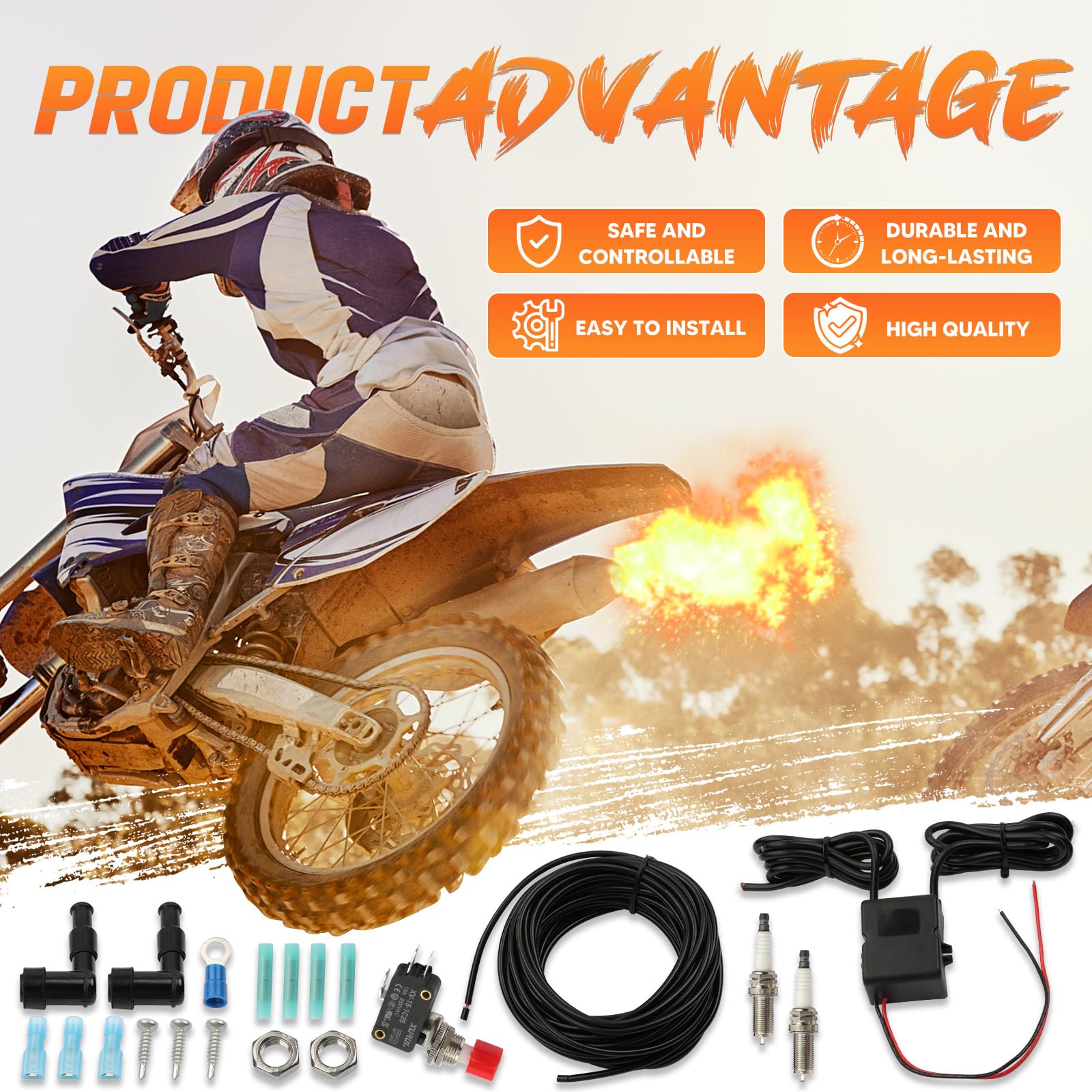 Dual Exhaust Flame Thrower Kit for Cars, Trucks & Motorcycles - Complete Installation Accessories Included - Boost Your Vehicle's Style & Performance at Night Races & Car Shows