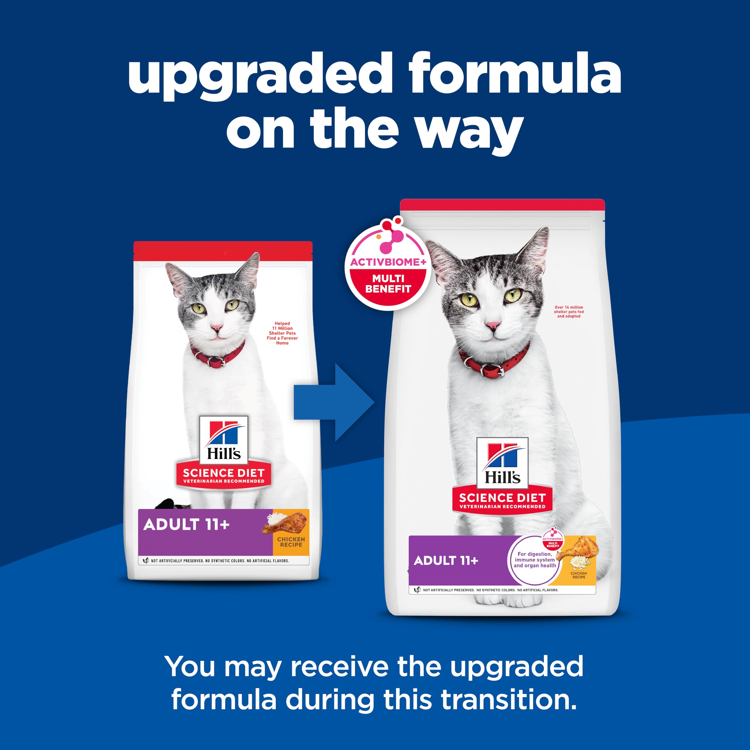 Hill's Science Diet Adult 11+ Dry Cat Food - Premium Senior Nutrition with Chicken - 7 lb Bag for Mature Cats - Perfect for Indoor & Senior Cat Care