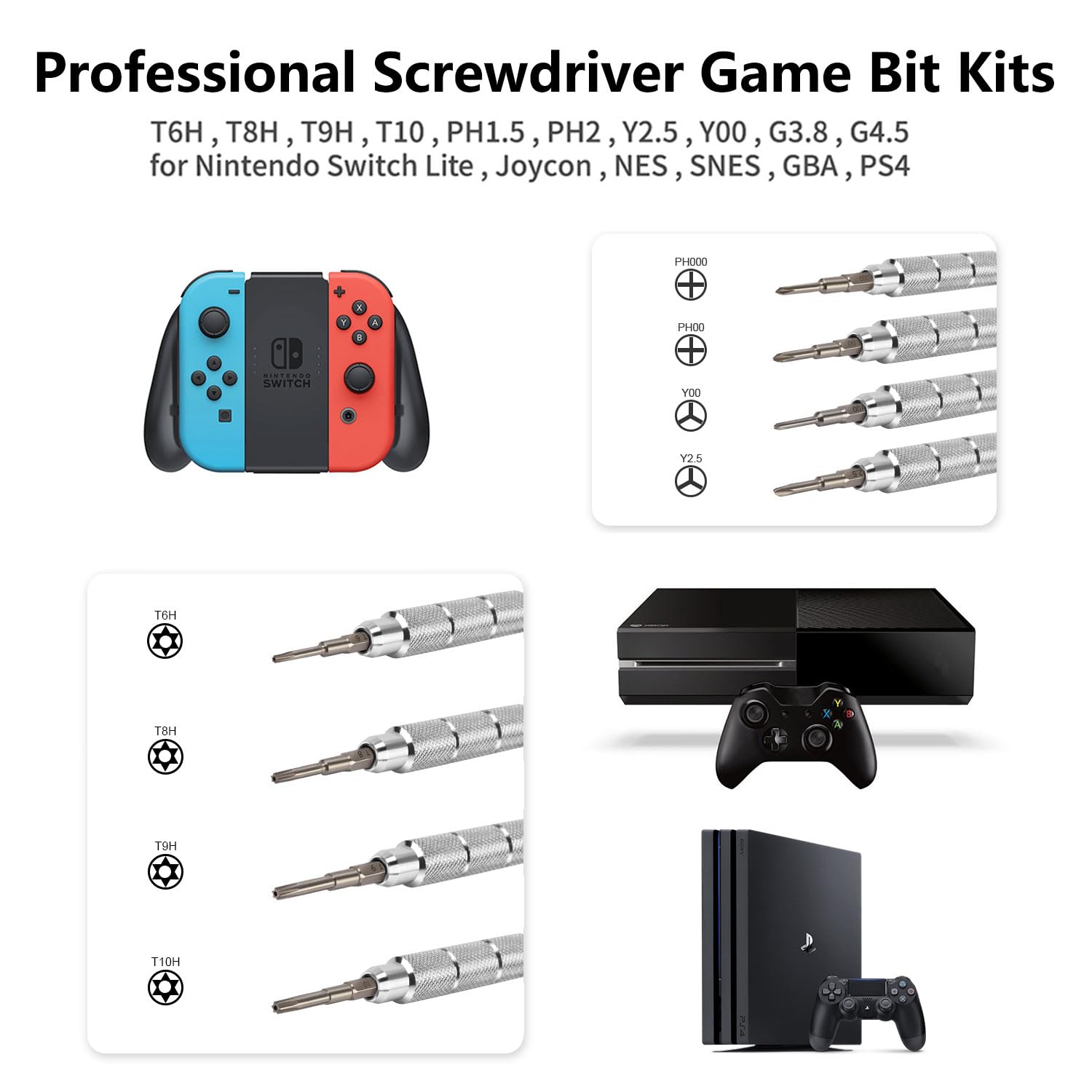 23 in 1 Multi-Purpose Game Console Repair Tool Kit - Triwing Screwdriver Set with T6 T8 T9 T10 Torx Bits for Nintendo Switch, Xbox, PS5, PS4, Gamecube, NES, SNES, N64 & 3DS - Perfect for Controller Maintenance & DIY Console Repairs at Home