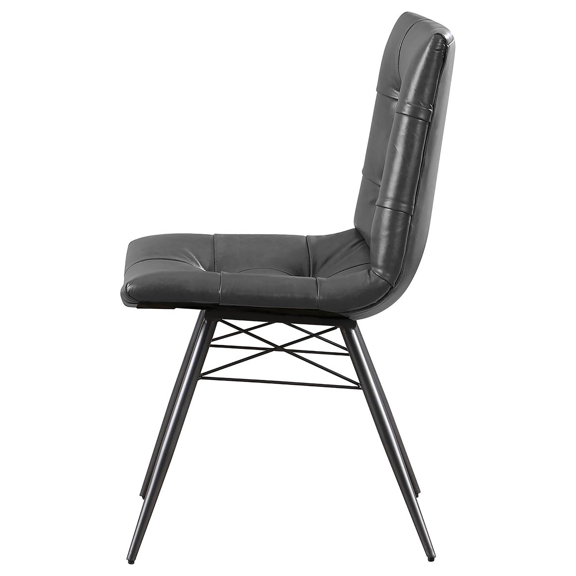 Charcoal & Gunmetal Tufted Back Dining Chairs Set of 4 - Modern Upholstered Kitchen Chairs for Dining Room, Kitchen Island & Breakfast Nook