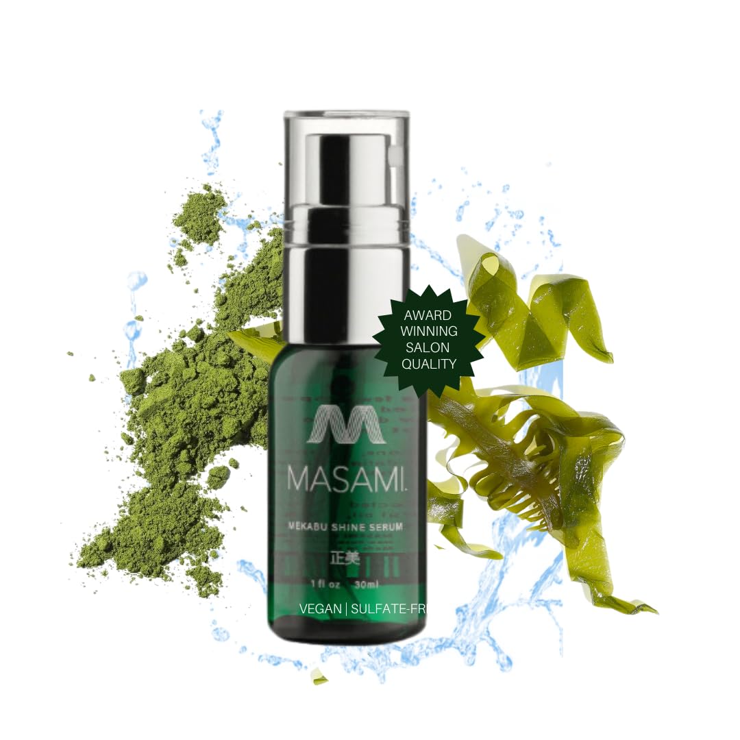 MASAMI Mekabu Hydrating Shine Serum - Travel Size (1oz) | Sulfate Free, Paraben Free, Vegan & Cruelty Free Hair Treatment | Perfect for Dry Hair, Frizz Control & Shine Boost | Great for Travel, Gym & On-the-Go Use