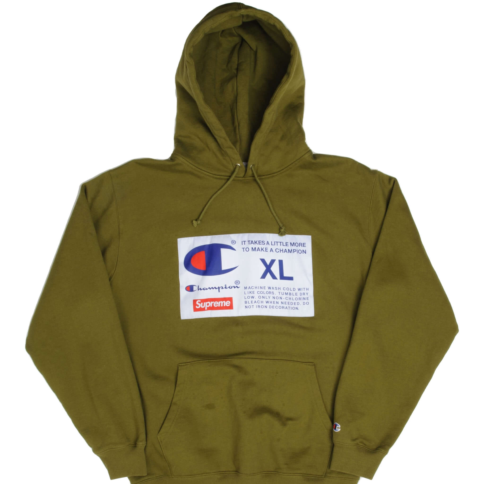 Champion x Supreme Big Label Sweatshirt Hoodie FW18 Size XL - Streetwear Fashion for Men & Women | Gym, Casual Wear & Urban Style