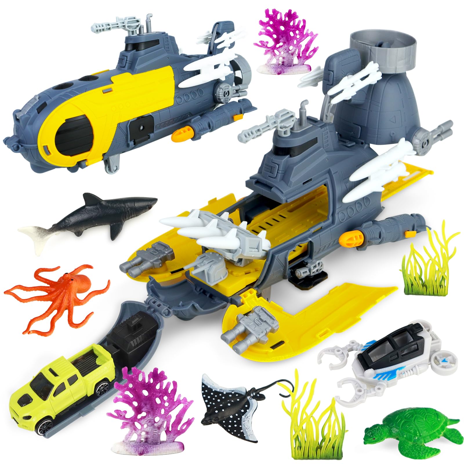 **CORPER TOYS Ocean Submarine Playset for Kids - Underwater Adventure with Sea Animals & Vehicles - Perfect Gift for Birthday, Christmas & Role-Playing Fun**