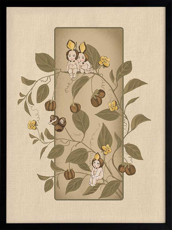 Boronia Babies Beige Framed Art Print - Nursery Wall Decor for Baby Girls Room, Kids Bedroom & Gift Ideas