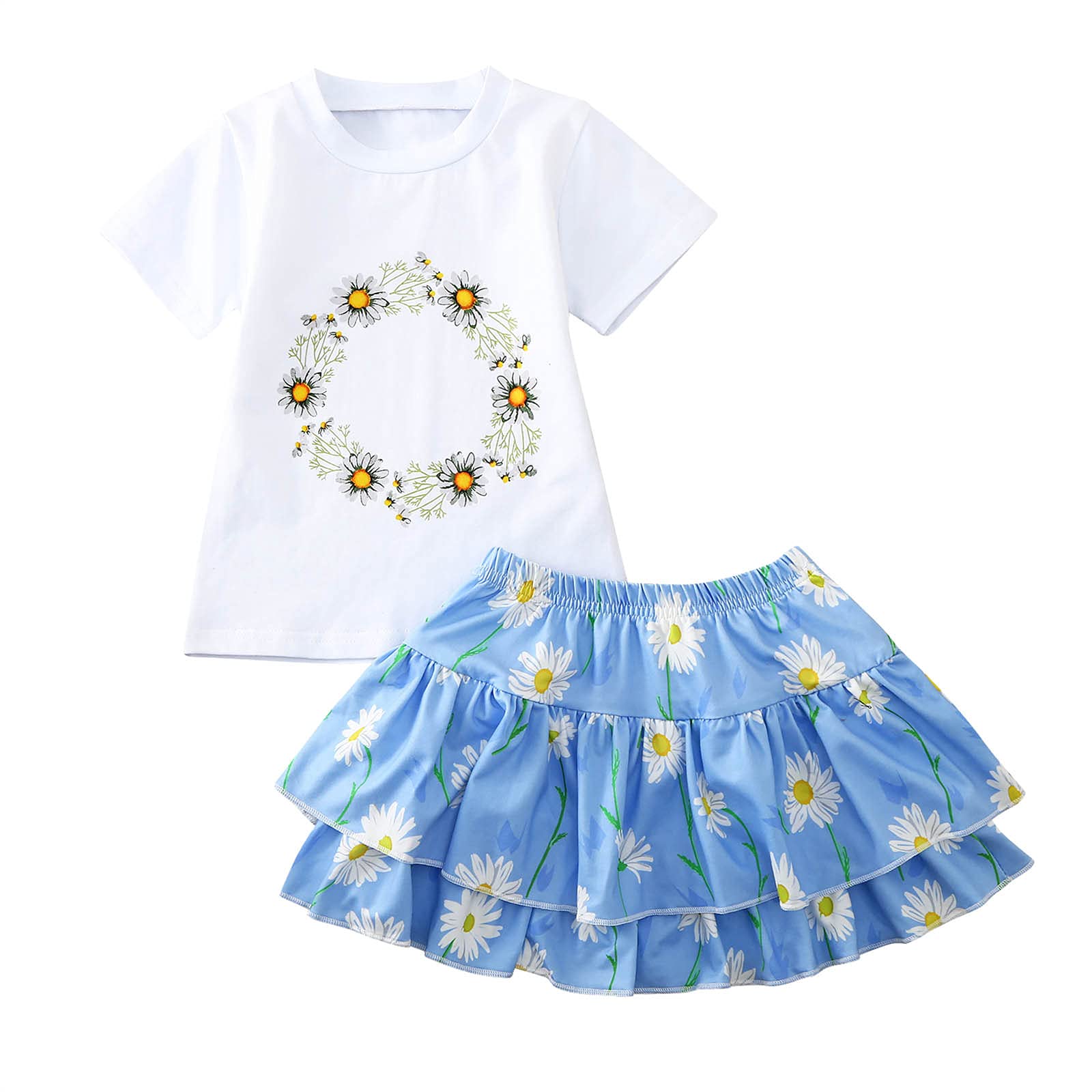 Baby Girls Dress Skirts Set - 3-Piece Infant Clothes Outfit with Round Neck Tops | Cute Toddler Outfits for Birthday, Photo Shoots & Daily Wear