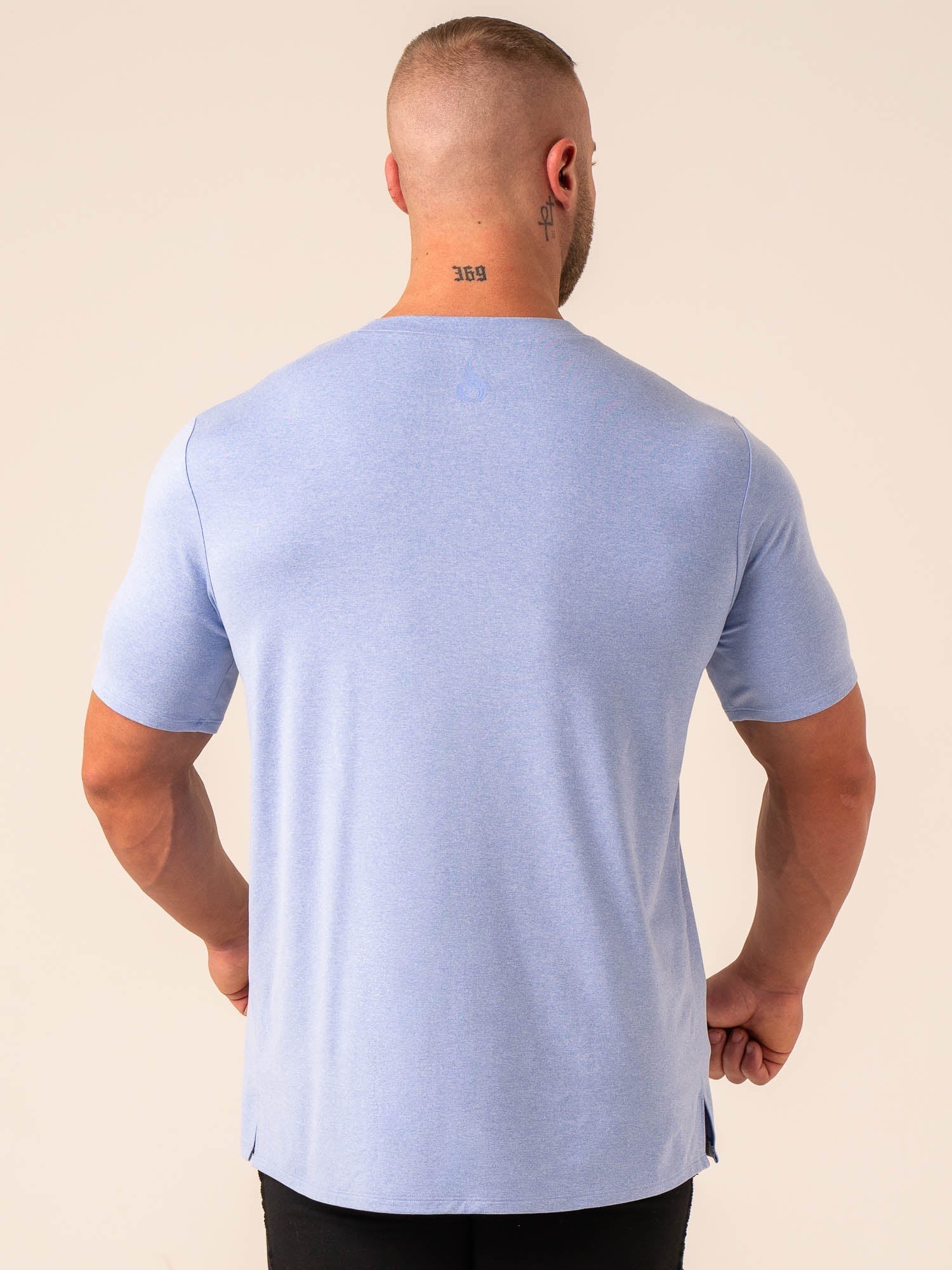 Premium Soft Tech T-Shirt for Men - Comfortable Blue Marl Cotton Tee for Casual Wear, Gym & Everyday Outfits