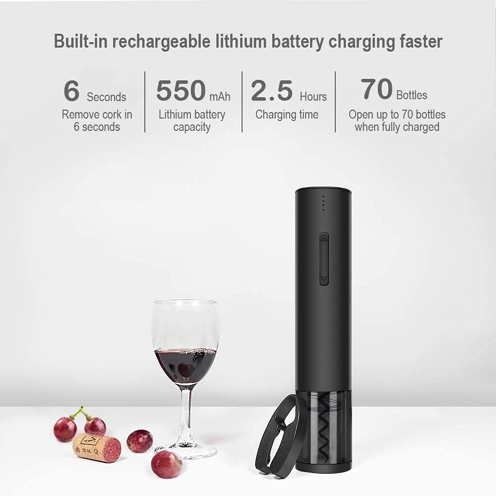 Rechargeable Electric Wine Bottle Opener Set with Automatic Corkscrew, Foil Cutter & Pourer - USB Charging for Easy Wine Opening - Perfect for Home Bars, Parties & Gifts