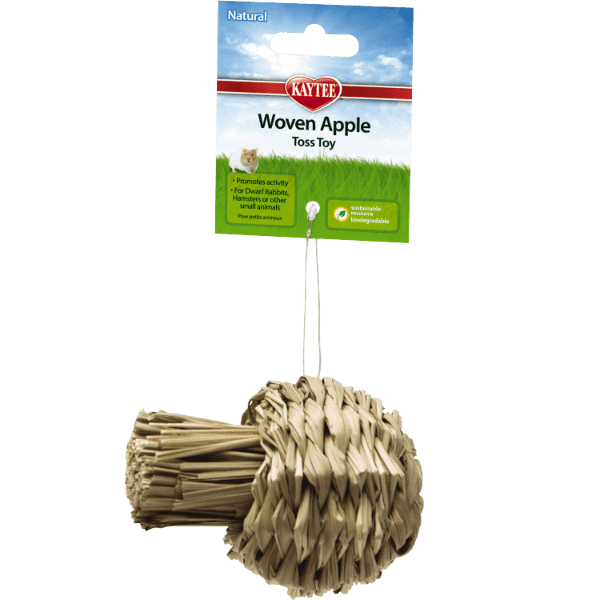 Kaytee Natural Woven Apple Toss Toy for Small Pets - Chew & Play Enrichment for Rabbits, Guinea Pigs & Hamsters - Fun Interactive Treat Dispenser for Cage & Playtime