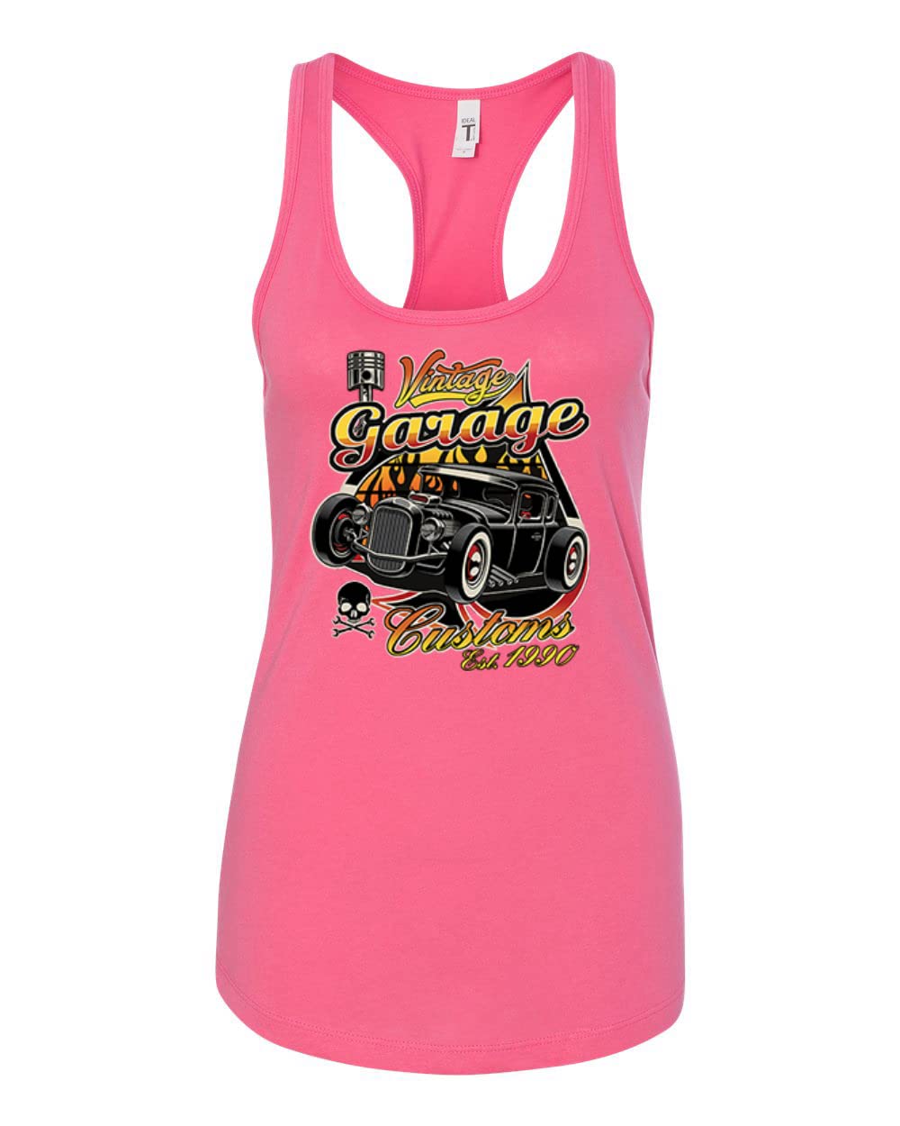 1990s Vintage Hot Rod Classic Car & Truck Racerback Tank Top for Women - Retro Garage Custom Style, Perfect for Car Shows & Casual Wear