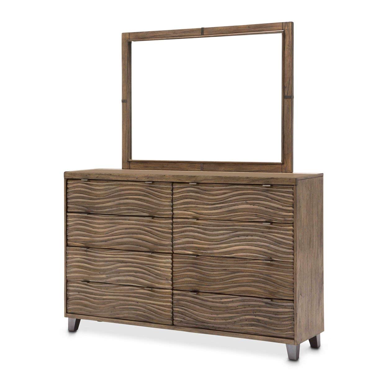 Aico Amini Del Mar Sound 2-Piece Dresser and Mirror Set in Boardwalk Finish - Perfect for Bedroom, Nursery, or Guest Room Furniture Decor