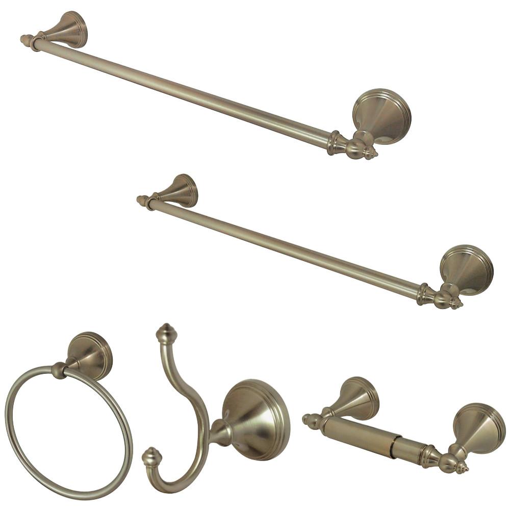 Kingston Brass Naples 5-Piece Bathroom Accessory Set - Premium Matte Black Bathroom Hardware for Sink, Shower & Toilet - Perfect for Modern Home Decor & Bathroom Upgrade