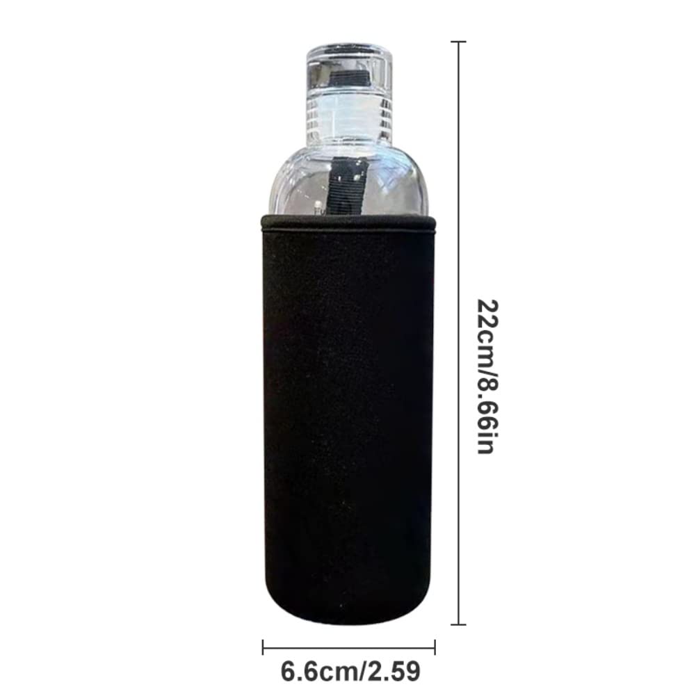 Renococo 17Oz Clear Plastic Water Bottle with Time Marker - 2 Pack Leakproof Motivational Water Bottles Includes Non-Slip Sleeve for Gym, Office, Hiking & Outdoor Activities