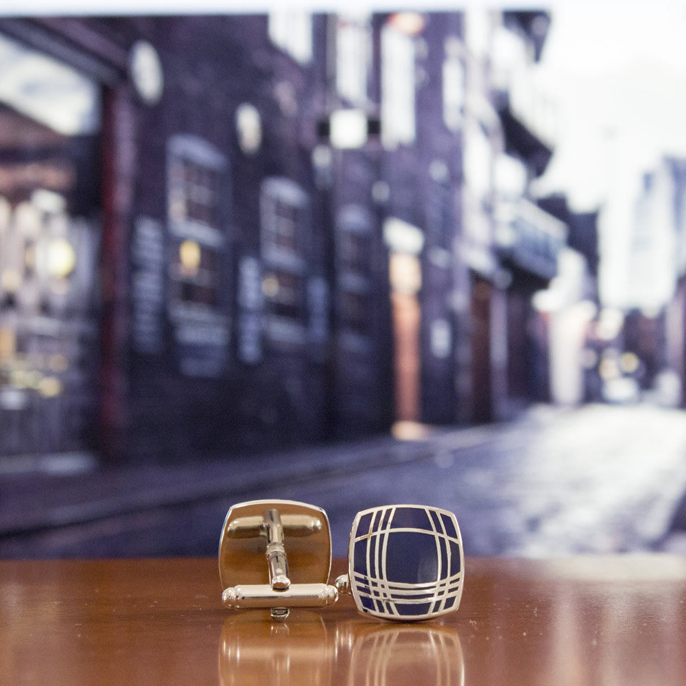 KingCuffs Square Tartan Cufflinks for Men - Classic Scottish Plaid Design Dress Shirt Accessories - Perfect for Weddings, Business Meetings & Formal Events
