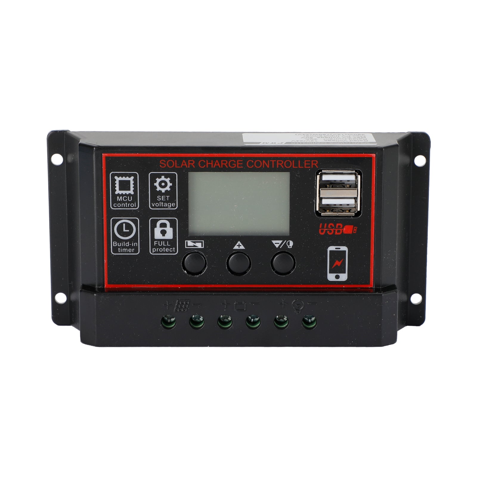 10A/20A/30A Solar Charge Controller with PWM & LCD Display - Dual USB Ports for 12V/24V Solar Panels - Perfect for RV, Boat, Off-Grid & Home Solar Systems