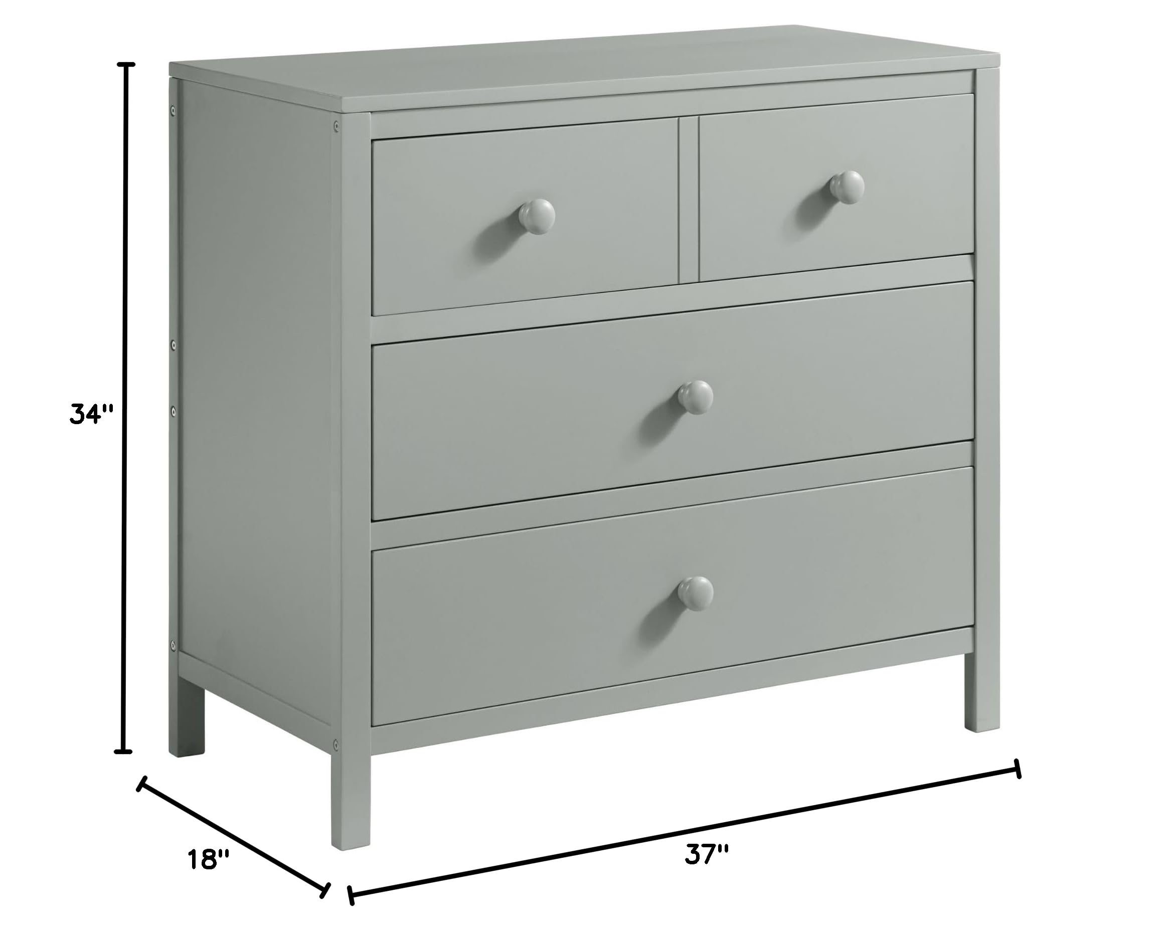 Oxford Baby Essentials 3-Drawer Nursery Dresser in Gray - Perfect for Baby Clothes, Diapers & Nursery Organization