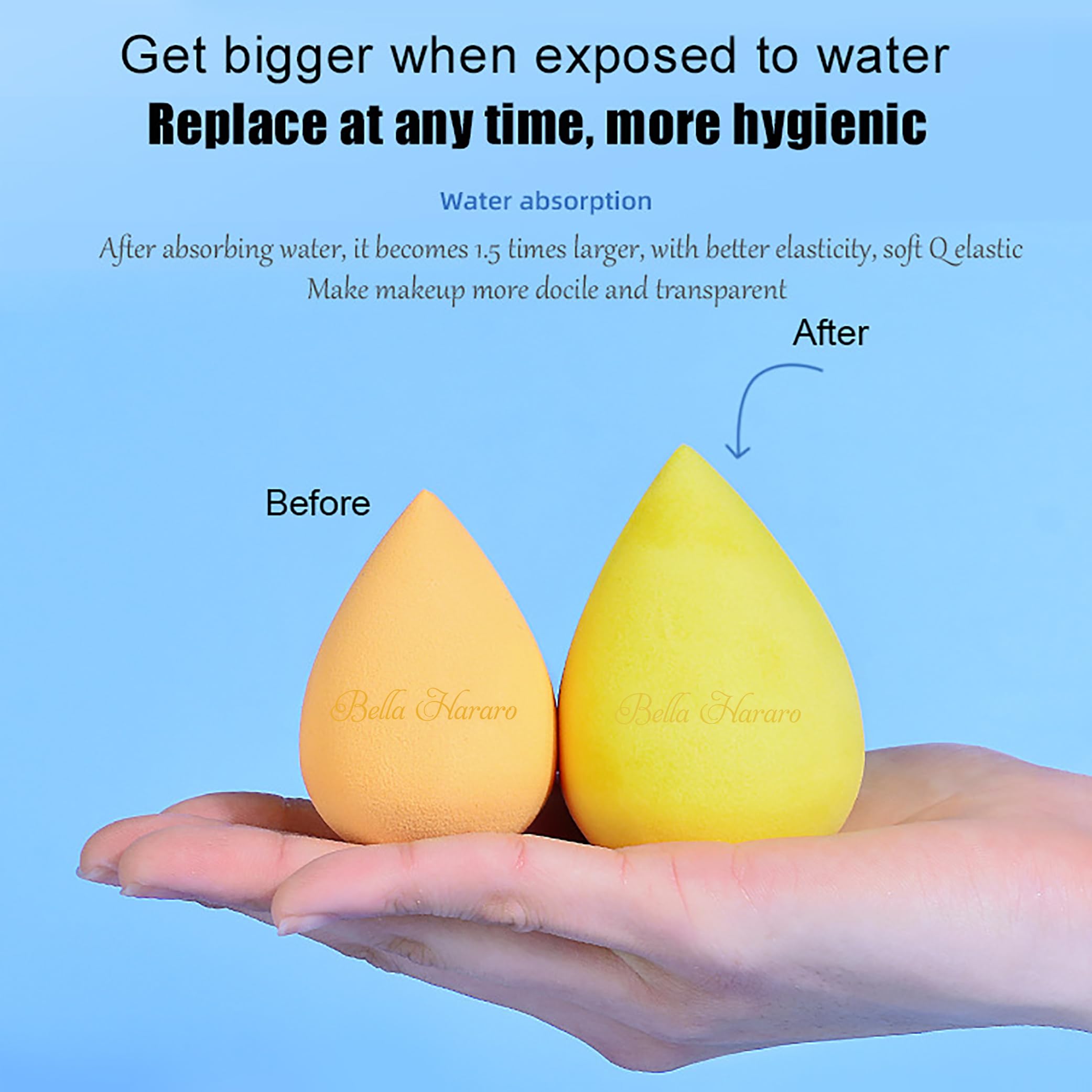 Bella Hararo 7-in-1 Elastic Soft Makeup Sponge Beauty Blender with Plastic Jar - Purple | Foundation Blending, Contouring & Highlighting | Perfect for Professional Makeup & Travel