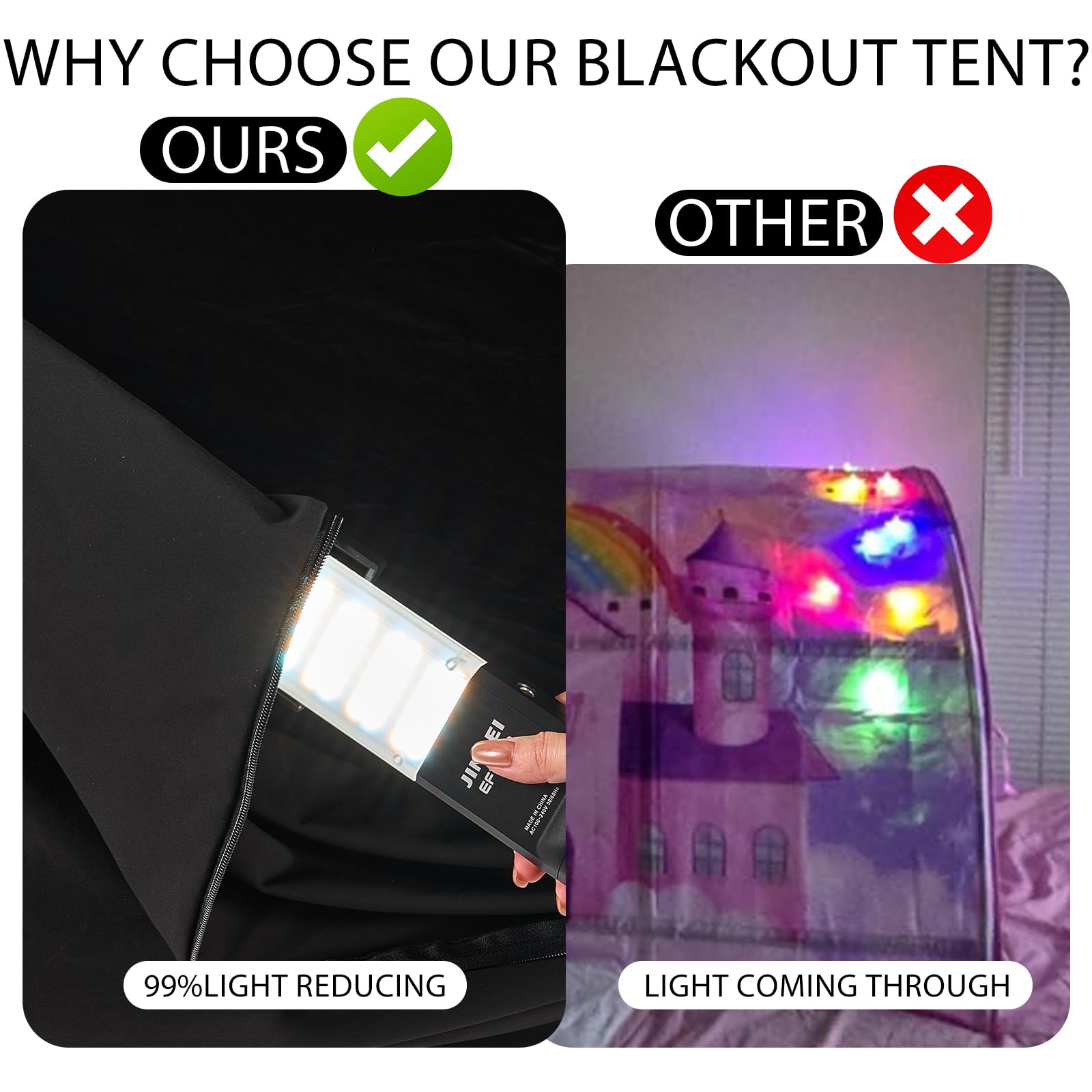 Portable Blackout Bed Tent for Twin Size - 99% Light Blocking, Breathable Privacy Canopy with 3 Doors - Perfect for Indoor Camping, Kids Sleepovers & Nap Time (Mattress Not Included)