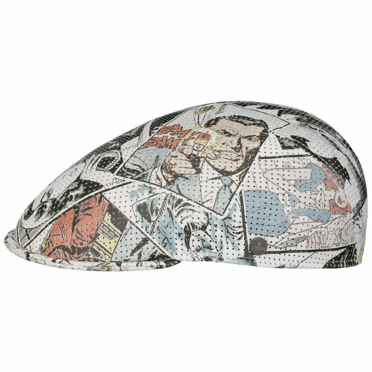 Lierys Men's Leather Perforated Comic Flat Cap - Vintage Style Breathable Hat for Casual Wear, Outdoor Activities & Cosplay