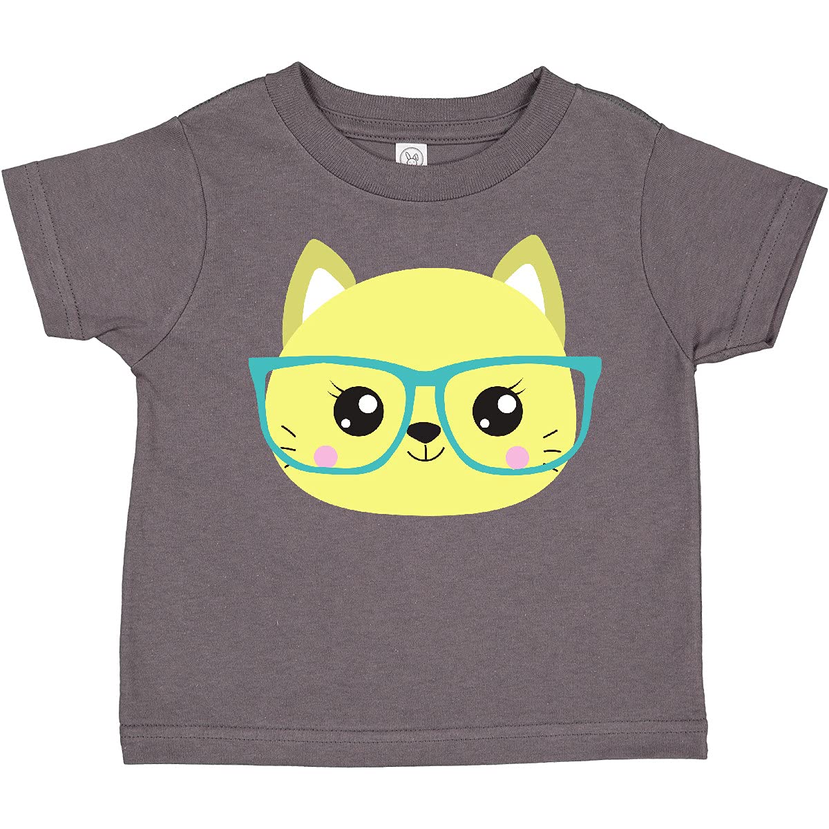 Inktastic Hipster Cat with Glasses - Cute Kitten Graphic Toddler T-Shirt for Boys & Girls - Perfect for Playdates, Birthday Gifts & Casual Wear