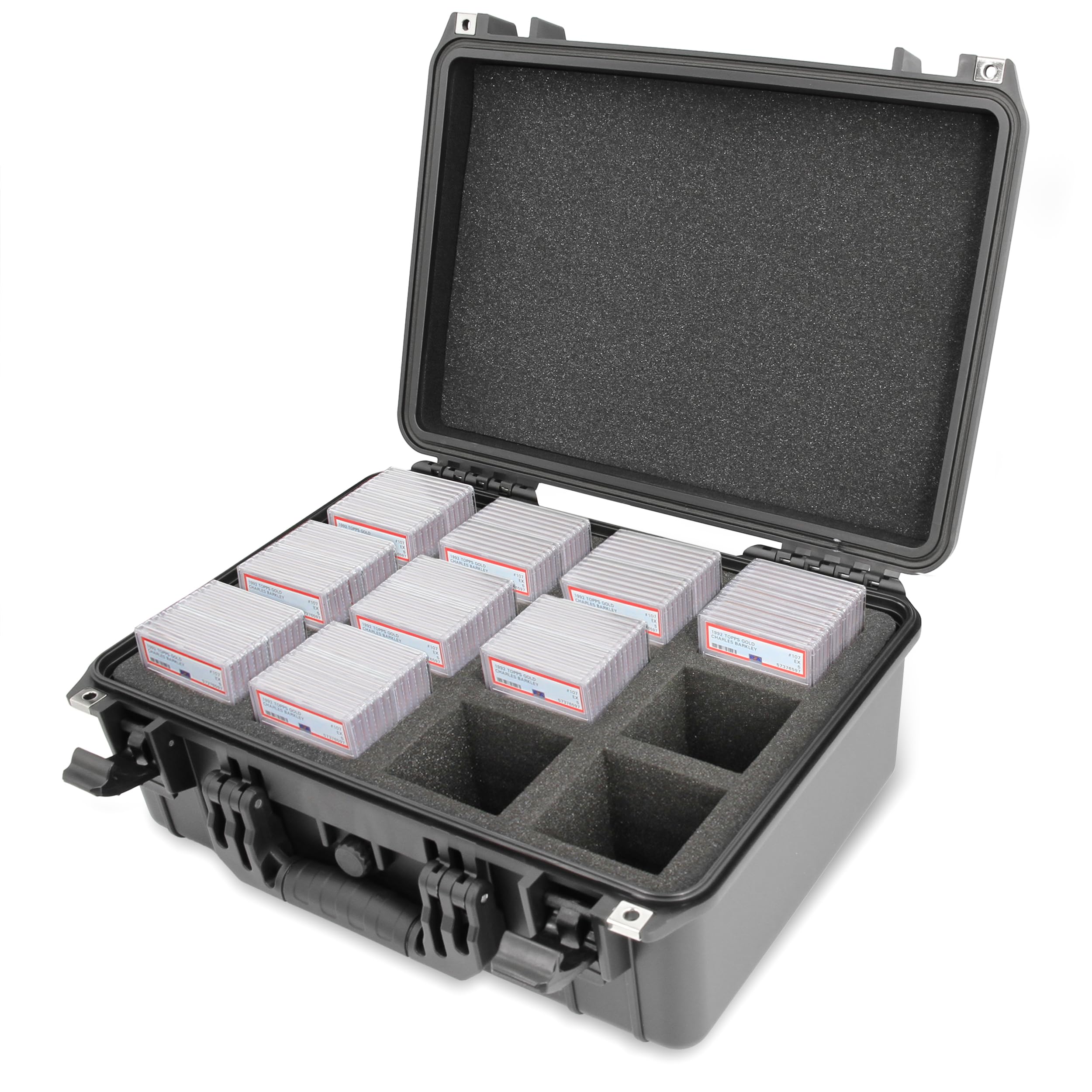 CASEMATIX Graded Card Case - Holds 130 PSA Graded Sports Trading Cards | Waterproof Card Storage Box with 12 Dividers | Perfect for Collectors & Card Show Protection