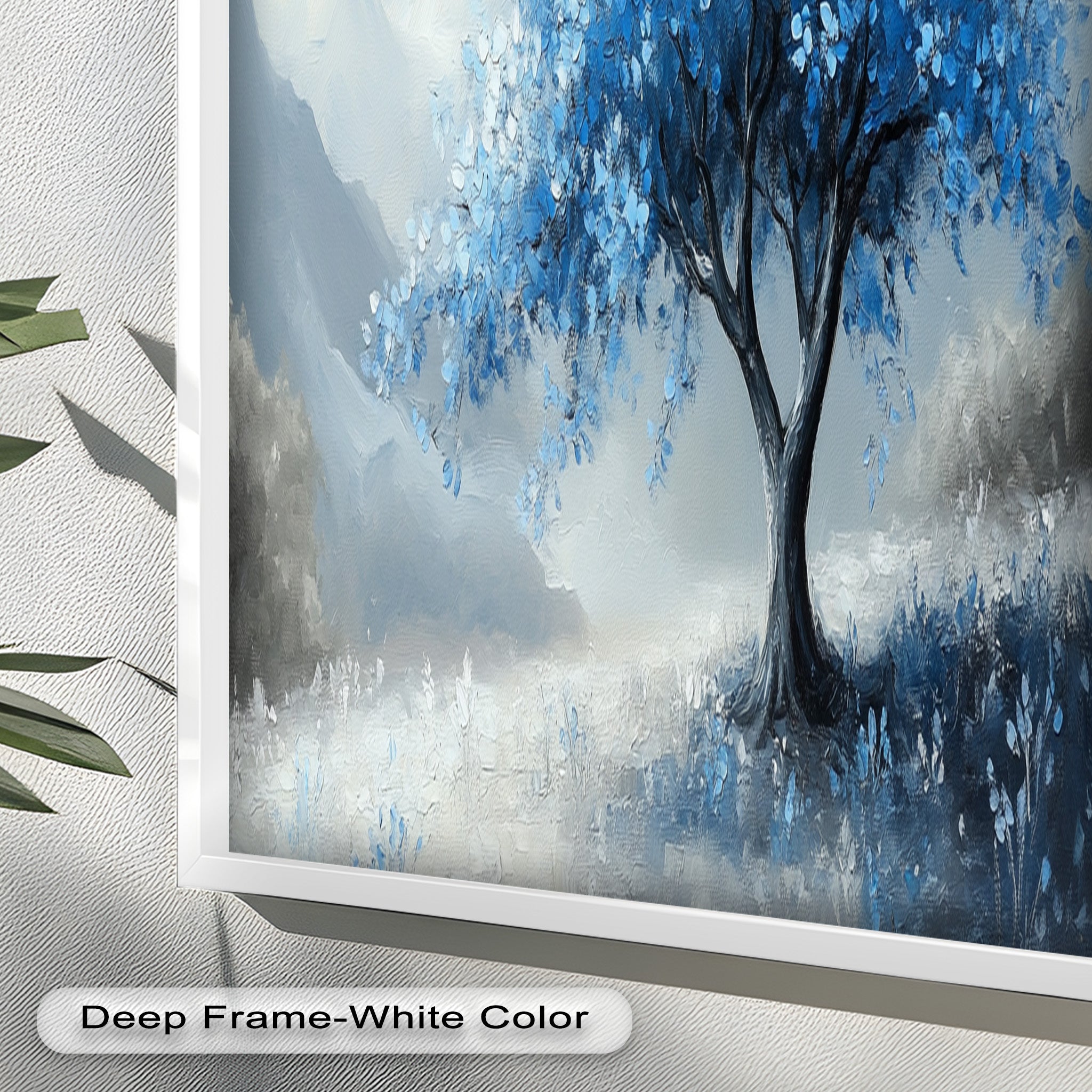 Blue Tree Landscape Oil Painting - Handmade Canvas Art for Home & Office Decor, Living Room Wall Art, Gift Idea