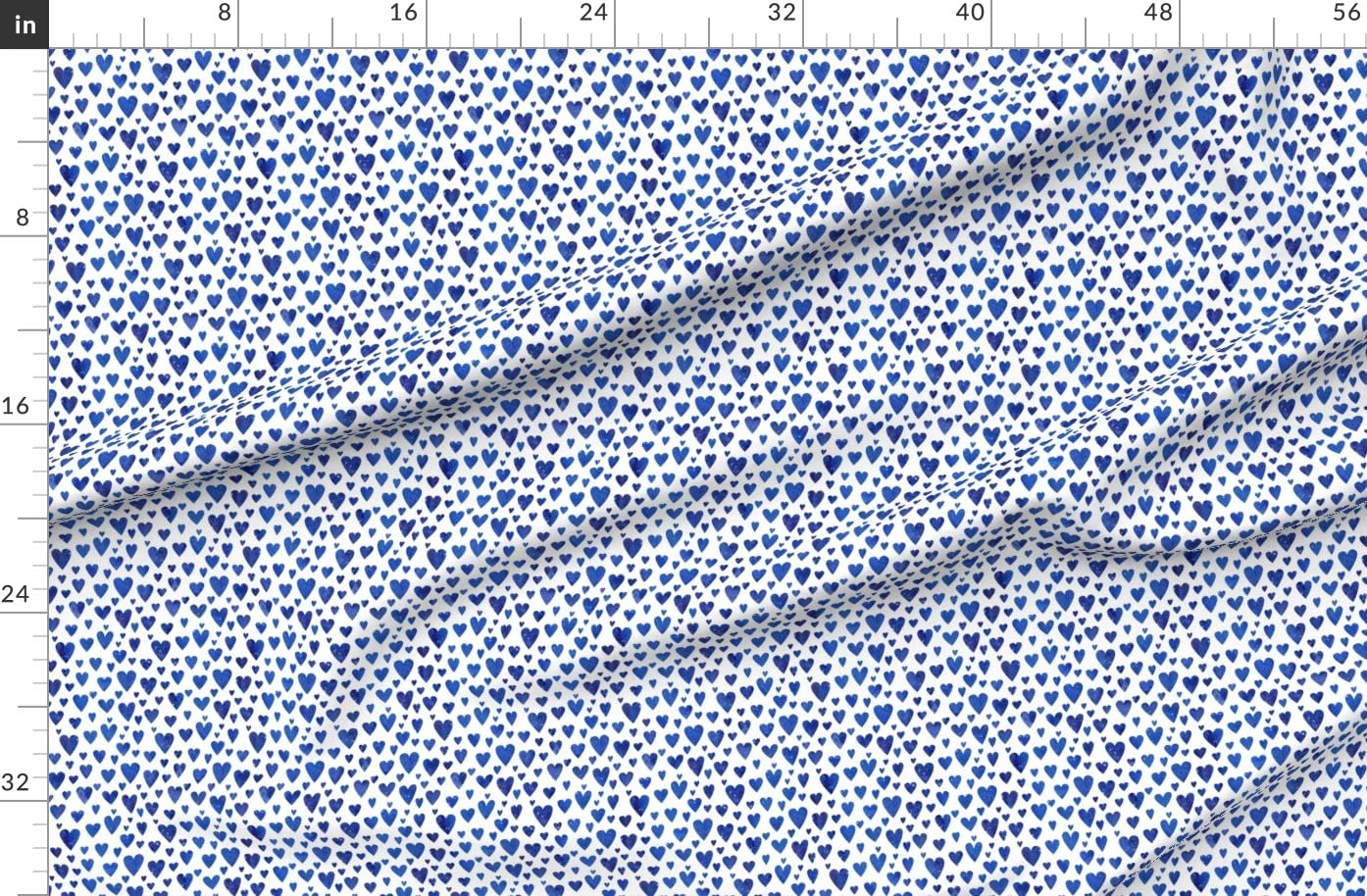 Watercolor Hearts Blue Printed Fleece Fabric by The Yard - Soft Cozy Fleece for Sewing Blankets, Loungewear & No-Sew DIY Projects - Perfect for Baby Blankets, Robes & Home Decor