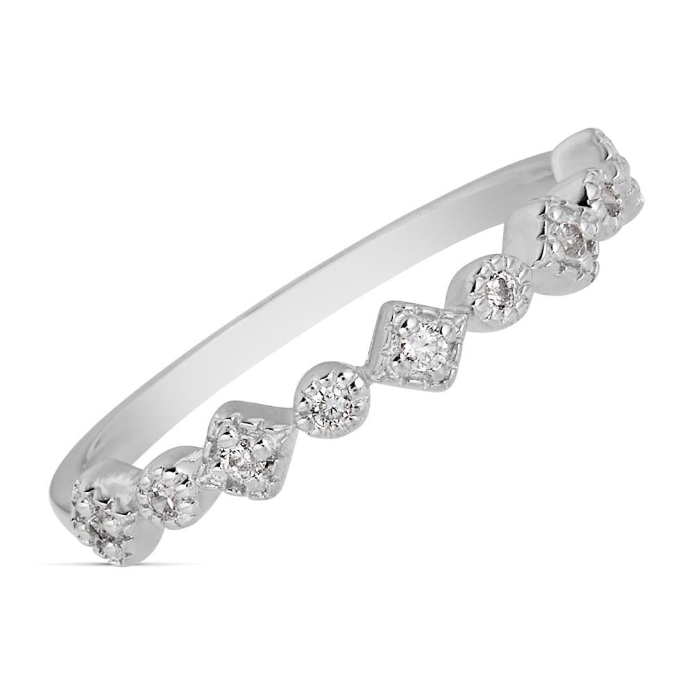 14K Gold 0.10 CTW Diamond Stackable Ring Set - Square & Round Wedding Bands for Women, Perfect for Anniversary Gifts & Everyday Elegance