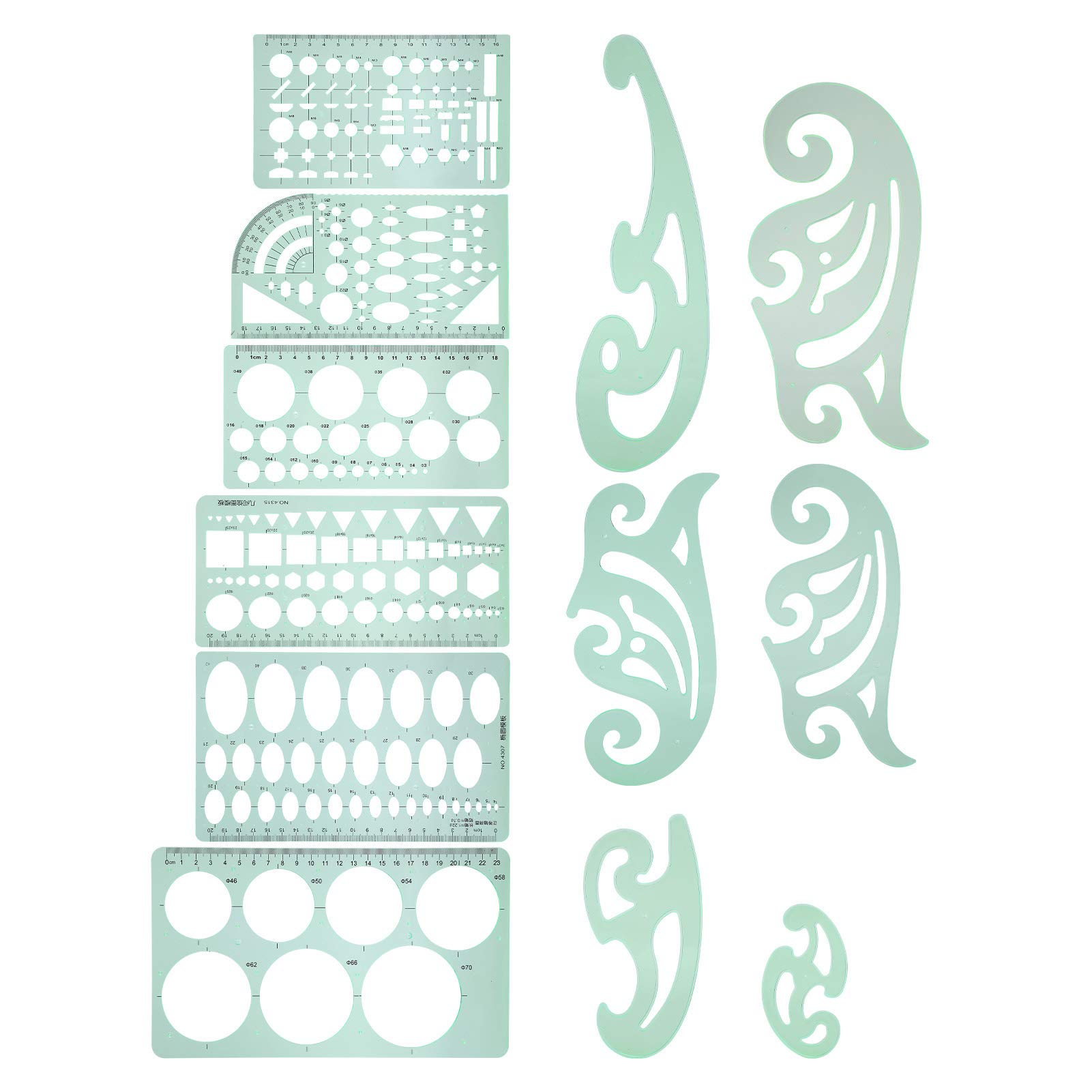 12-Piece Multifunctional Geometric Drawing Template Set - Drafting Ruler, Measuring Stencil & Design Tool for Architects, Engineers, Students | Perfect for School Projects, Office Work & DIY Crafts