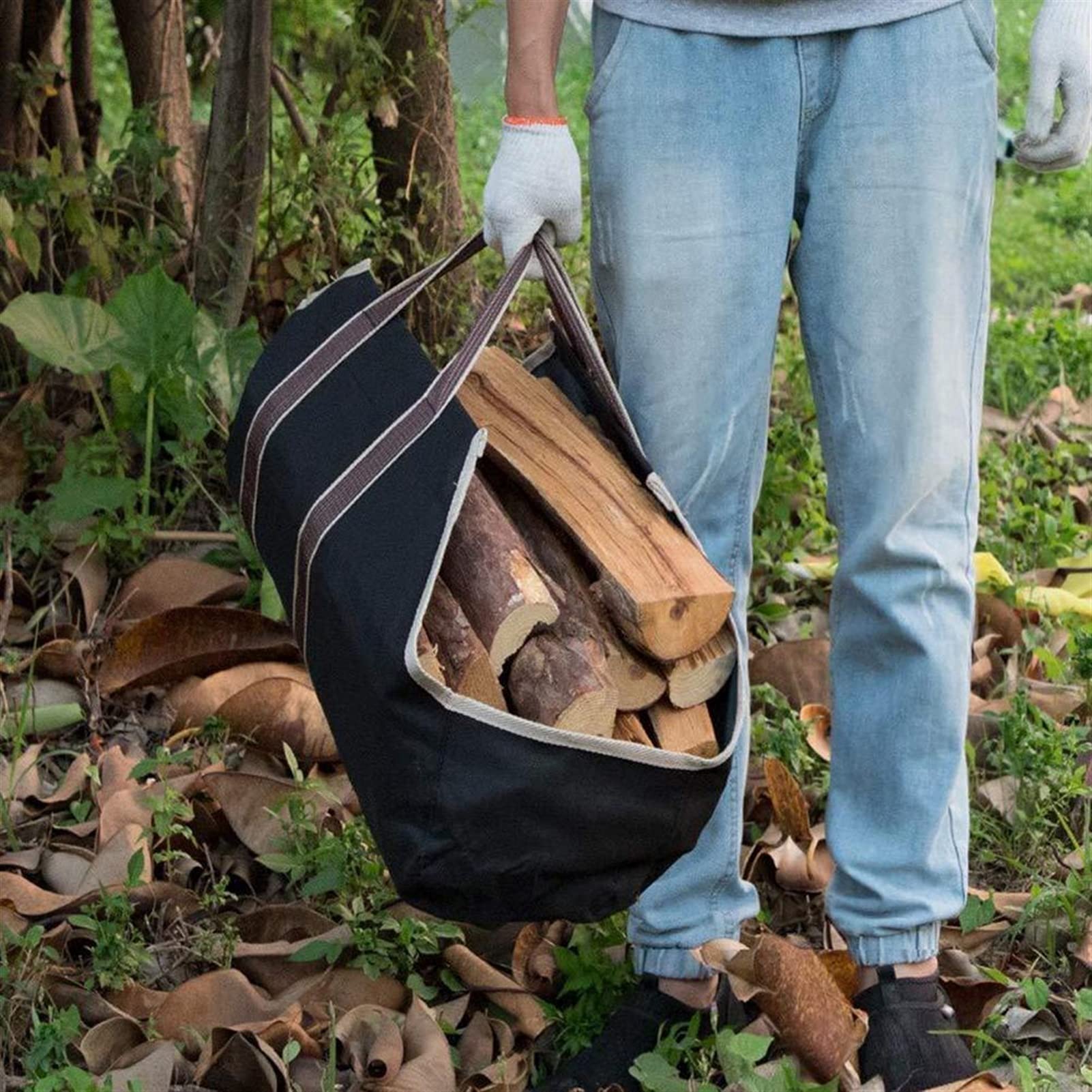 Firewood Log Rack - Heavy Duty Canvas Firewood Carrier Bag for Fireplace, Camping & Outdoor Use - Portable Wood Storage Tote for Indoor/Outdoor Firewood Handling - Perfect for Fireplace, Backyard, Picnic & Camping Trips