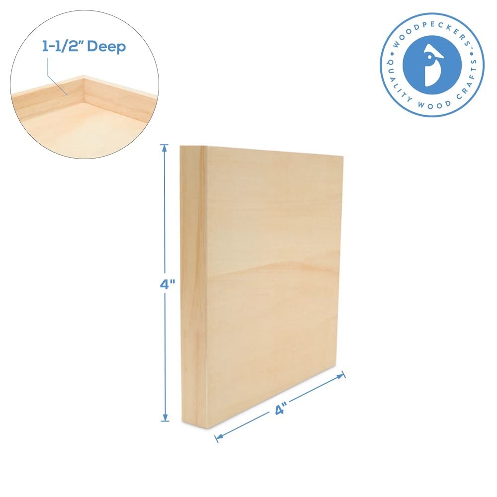 4x4 Inch Unfinished Wooden Canvas Frames - Small Square Blank Wood Signs for DIY Crafts, Home Decor & Wall Art | Perfect for Painting, Stenciling & Personalized Gifts