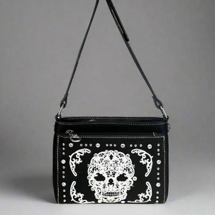 BOL Cross Body Sugar Skull Handbag for Women - Mexican Day of the Dead Style Small Purse - Perfect for Halloween, Dia de los Muertos, and Festival Outfits