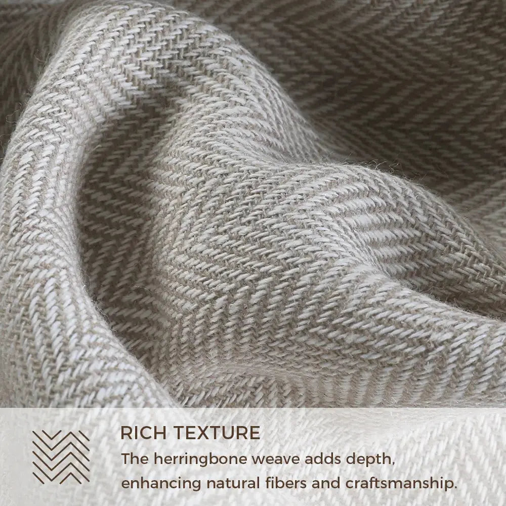Ron Linen Herringbone Custom Pleated Curtains - Blackout Drapes for Living Room, Bedroom & Home Decor (Set of 2 Panels)