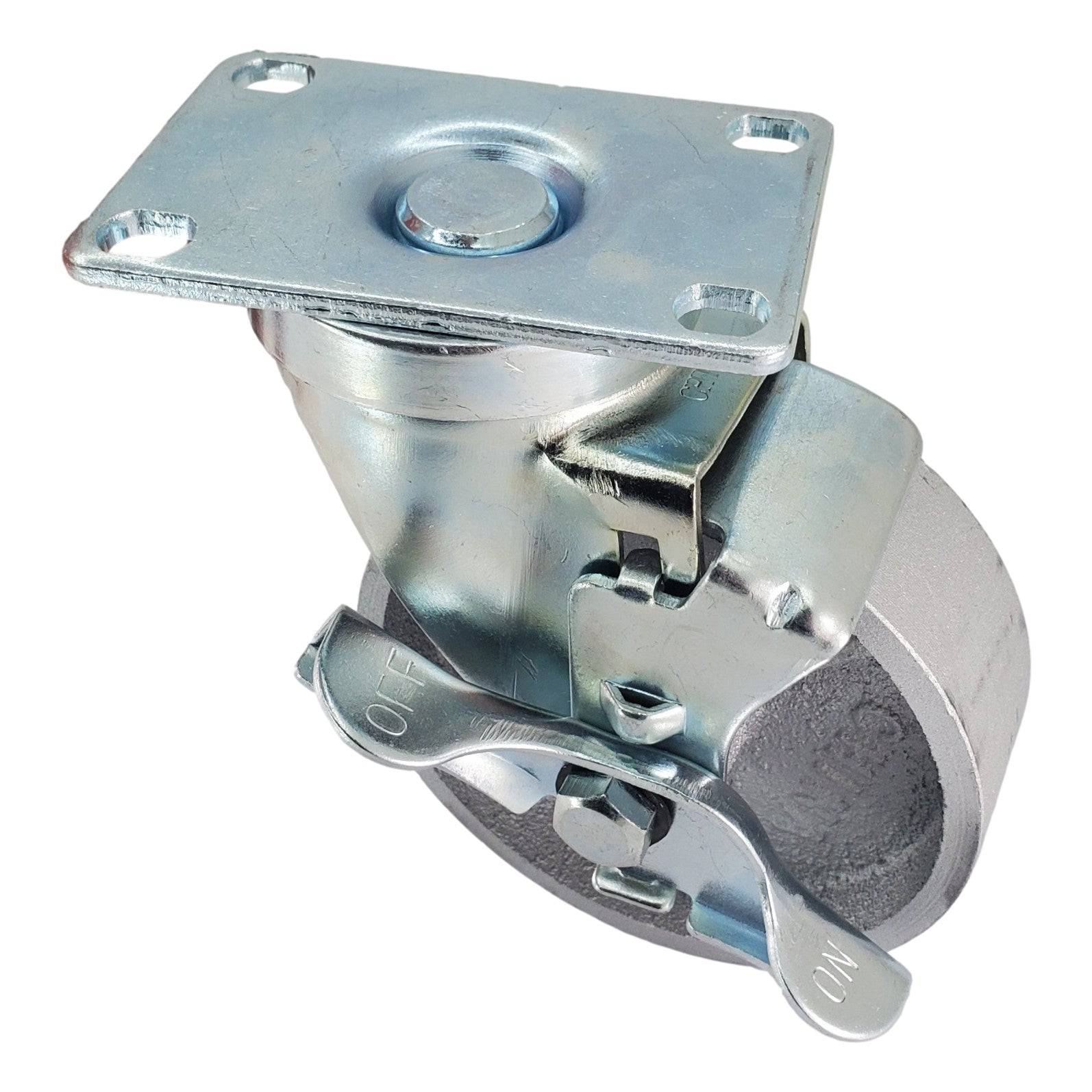 4 Pack 1-1/4 Inch Semi Steel Swivel Casters with Top Lock Brake - 300 lbs Capacity - Heavy Duty Wheels for Furniture, Carts, and Industrial Equipment