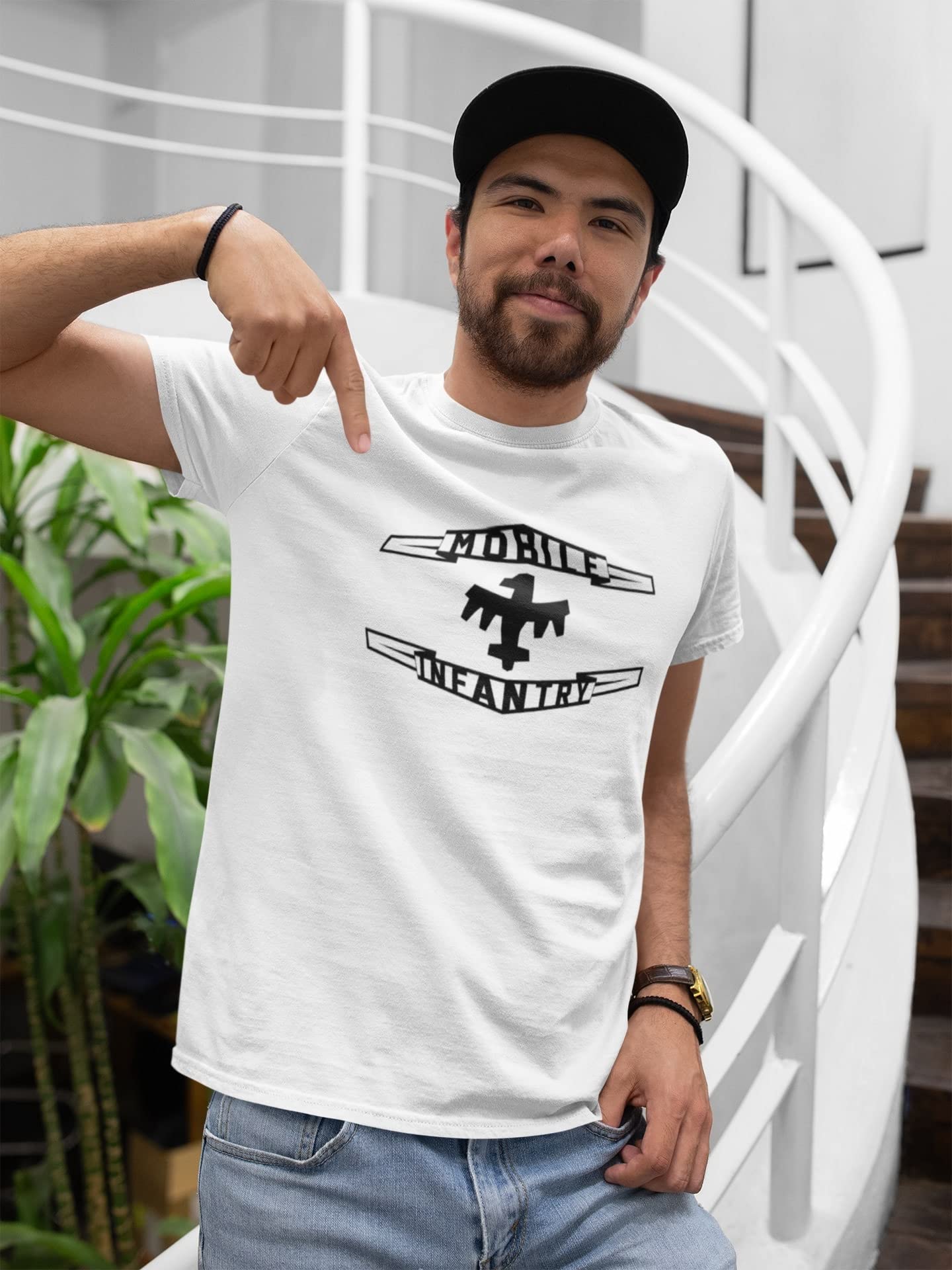 Pop Threads Terran Federation Mobile Infantry Flag Graphic T-Shirt for Men | Sci-Fi Military Fan Apparel | Casual Wear & Cosplay Outfit