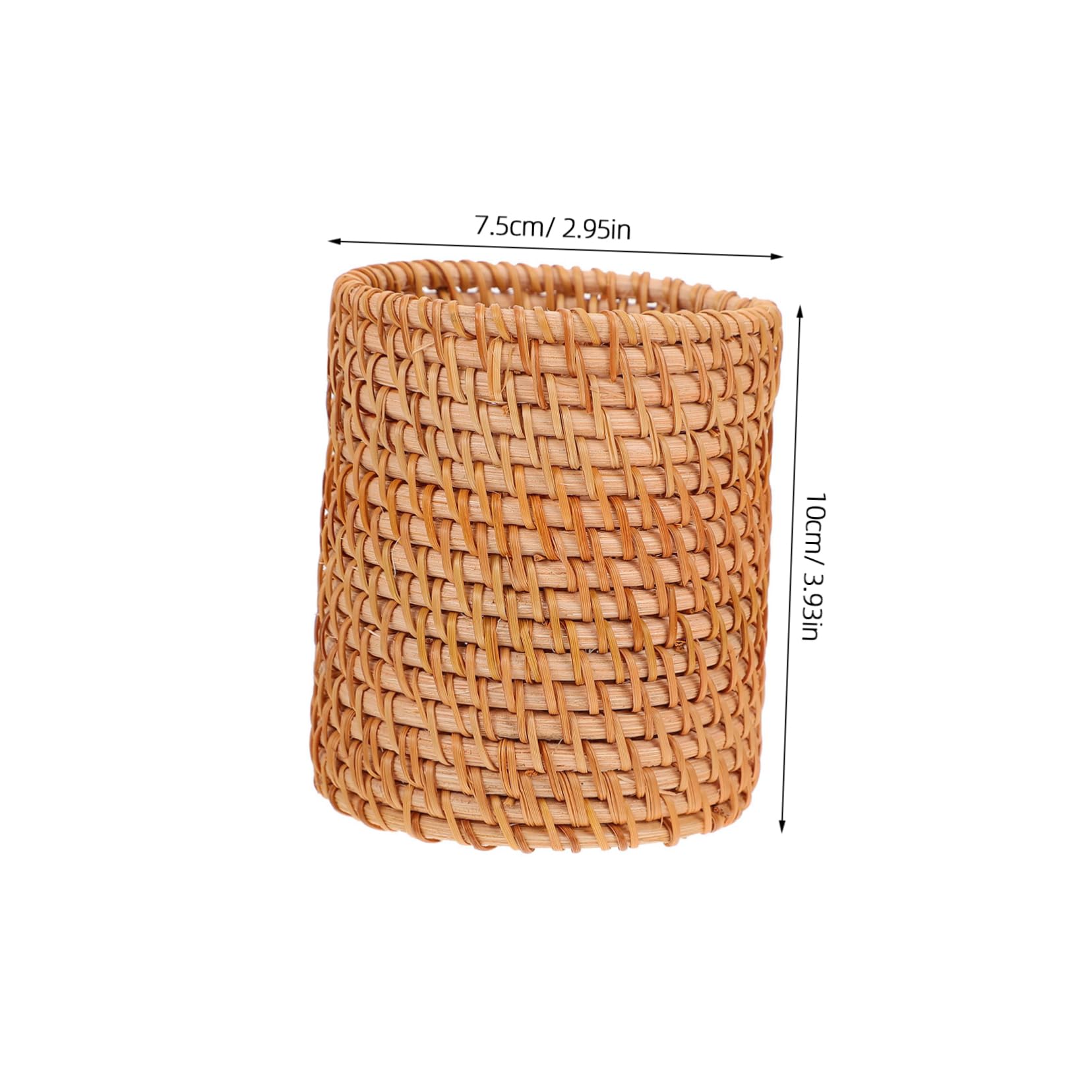 DOITOOL Handwoven Rattan Pencil Holder - Natural Wicker Pen Cup for Desk Organizer, Mini Rattan Vase for Stationery & Cosmetic Brushes | Perfect for Office, Home & School Use (Cone Shape)