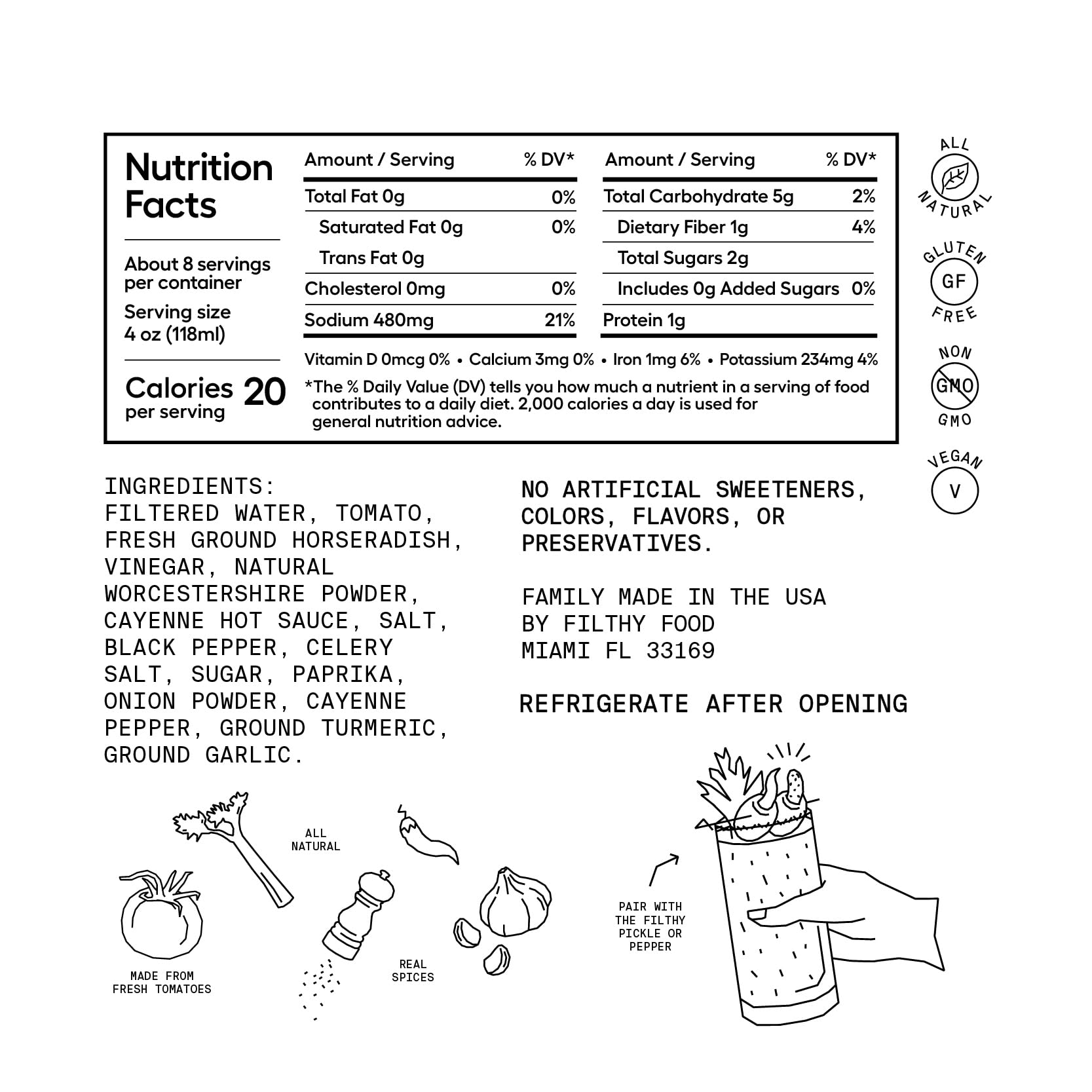 Premium All-Natural Filthy Bloody Mary Cocktail Mix - Non-GMO, Vegan & Gluten Free (2 Pack - 32oz Each) | Perfect for Brunch, Parties & Home Bars
