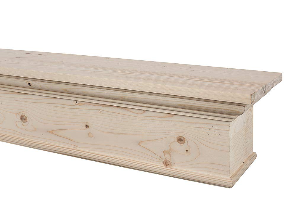 60 Inch Floating Fireplace Mantel Shelf - Unfinished Wood Wall Shelf for Home Décor & Electric Fireplaces | Rustic Bellamy Design by MantelsDirect | Perfect for Living Room, Bedroom & Office