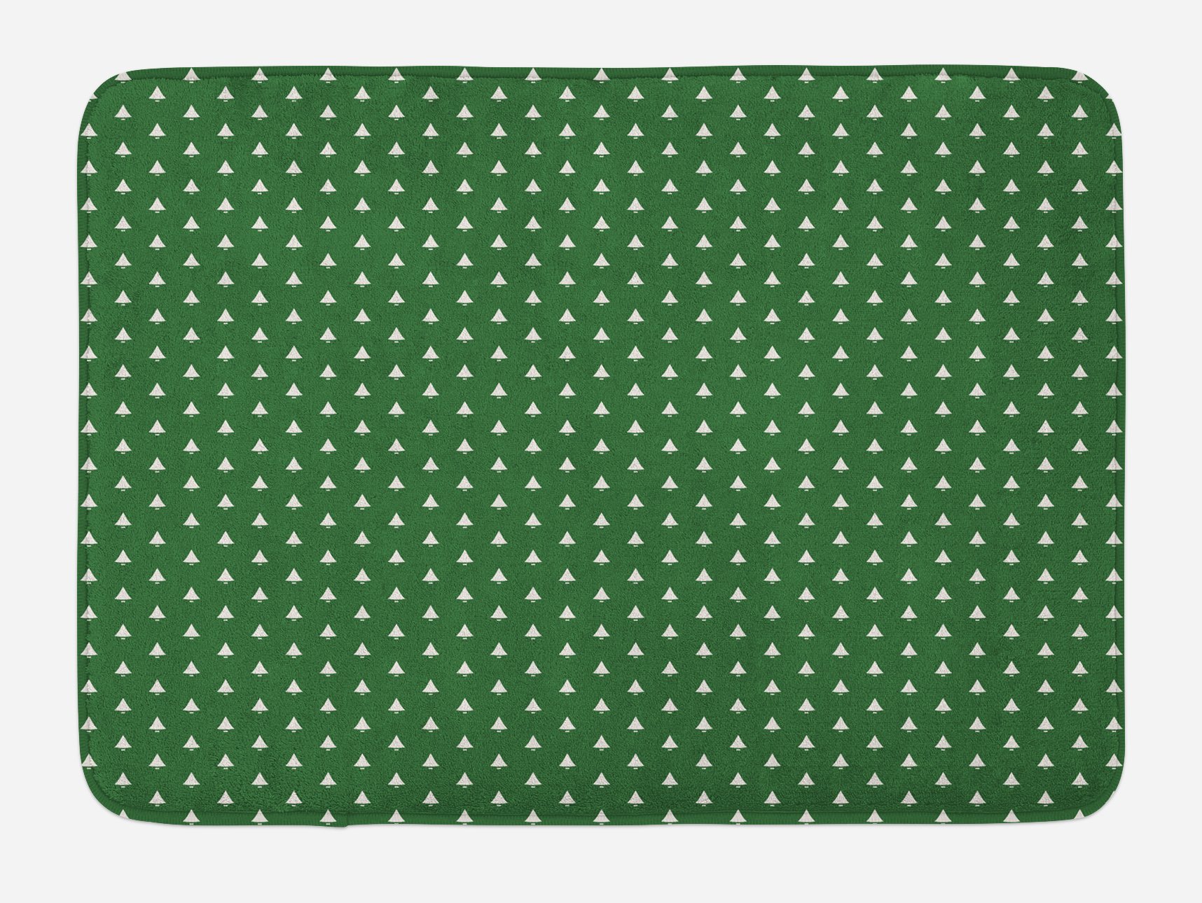 Ambesonne Christmas Bath Mat - Non-Slip Plush Bathroom Rug with Hand Bells Holiday Pattern, 30.2 x 20 Inches, Green & White - Perfect for Festive Bathroom Decor, Christmas Gifts & New Year's Eve Celebrations