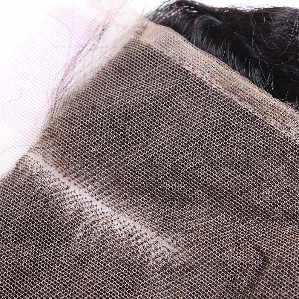 20 Inch Curly Wave Lace Closure Human Hair with Baby Hair - Middle Part Natural Color - Perfect for Protective Styles, Weaves & Natural Hair Extensions