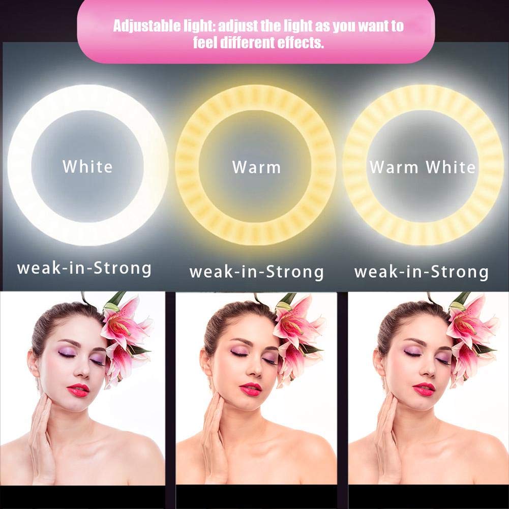 Adjustable LED Ring Light with Tripod Stand & Phone Holder for Live Streaming, Beauty Makeup, YouTube Videos, TikTok, Zoom Calls - Dimmable Fill Light for Photography, Video Recording, and Content Creation