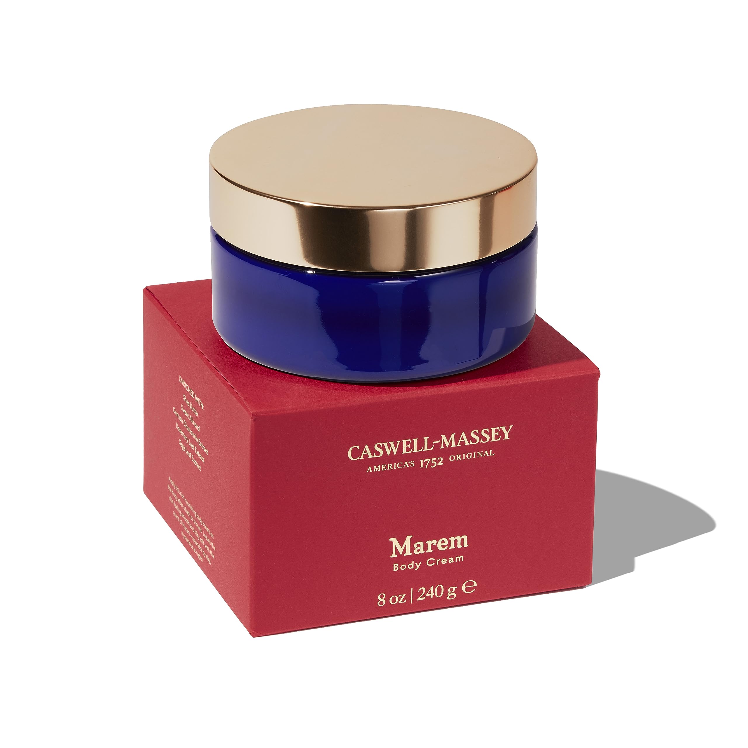 Caswell-Massey Marem Body Cream - Luxurious Scented Body Lotion for Women, Natural Moisturizer with Soothing Velvety-Smooth Formula, 8 Fl Oz Jar - Perfect for Daily Hydration & Pampering Skin Care Routine