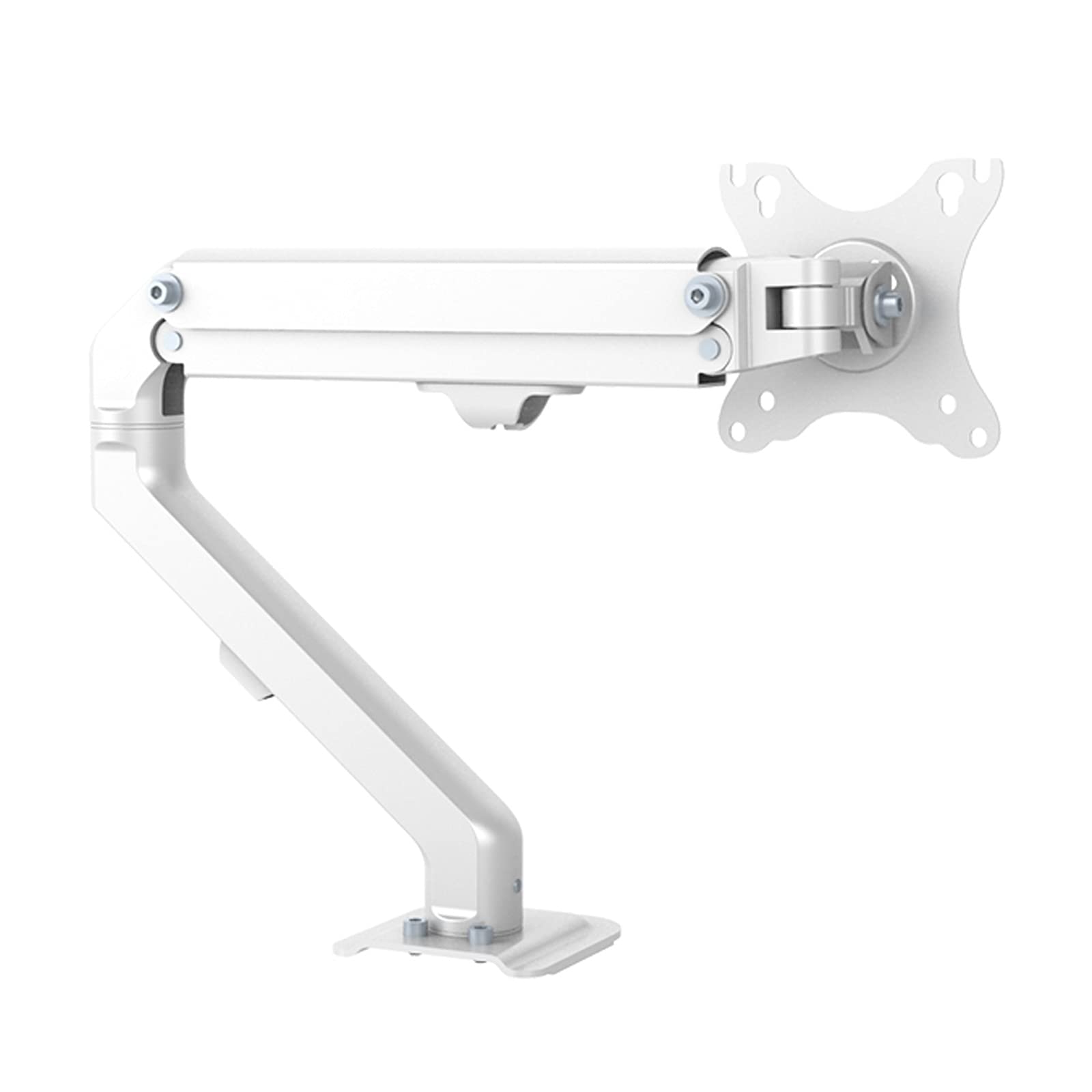 Ergonomic Single Monitor Stand with Mechanical Spring Arm - Adjustable White Desk Mount for 17