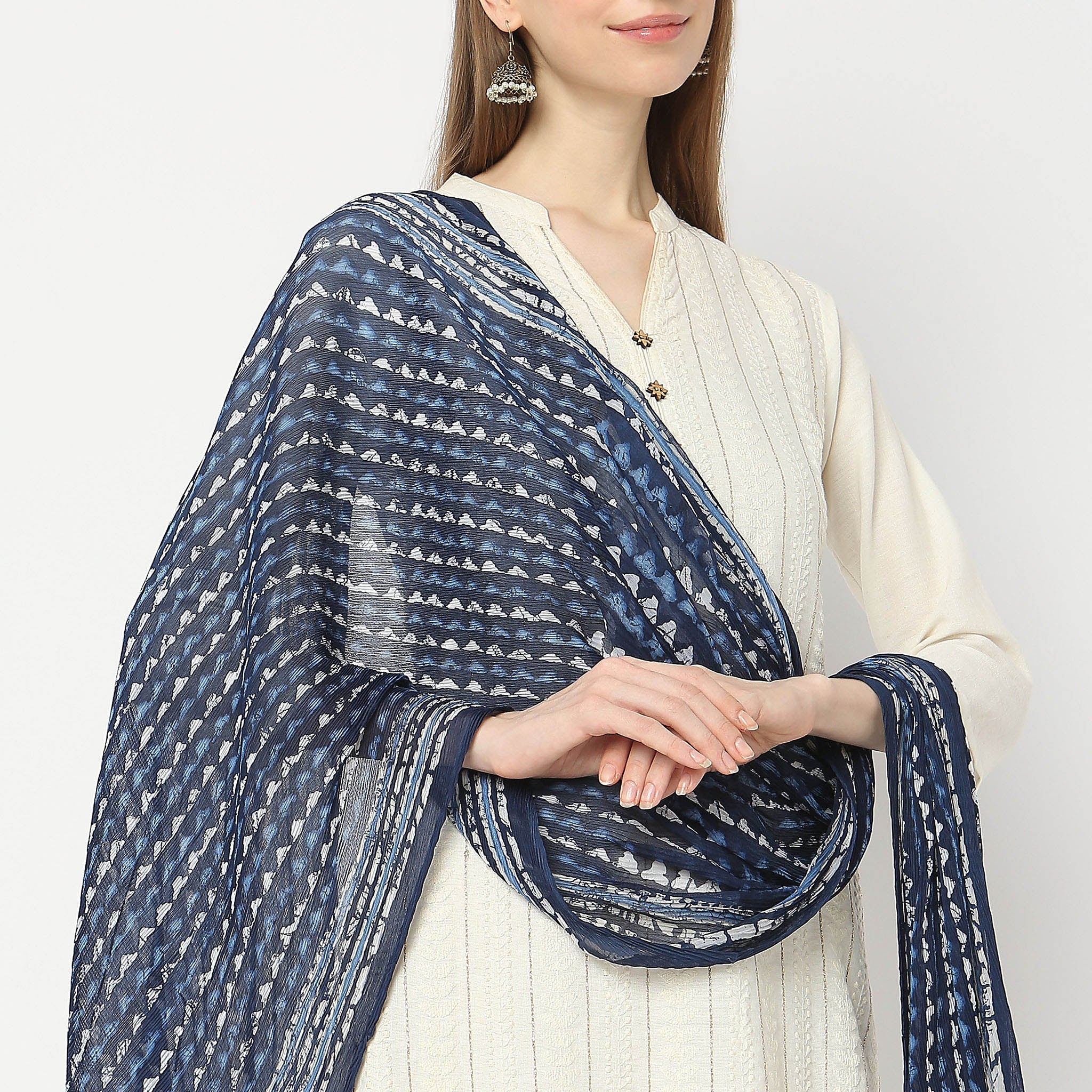 Elegant Nylon Printed Dupatta Scarf - Lightweight & Stylish for Women - Perfect for Parties, Weddings & Festive Occasions