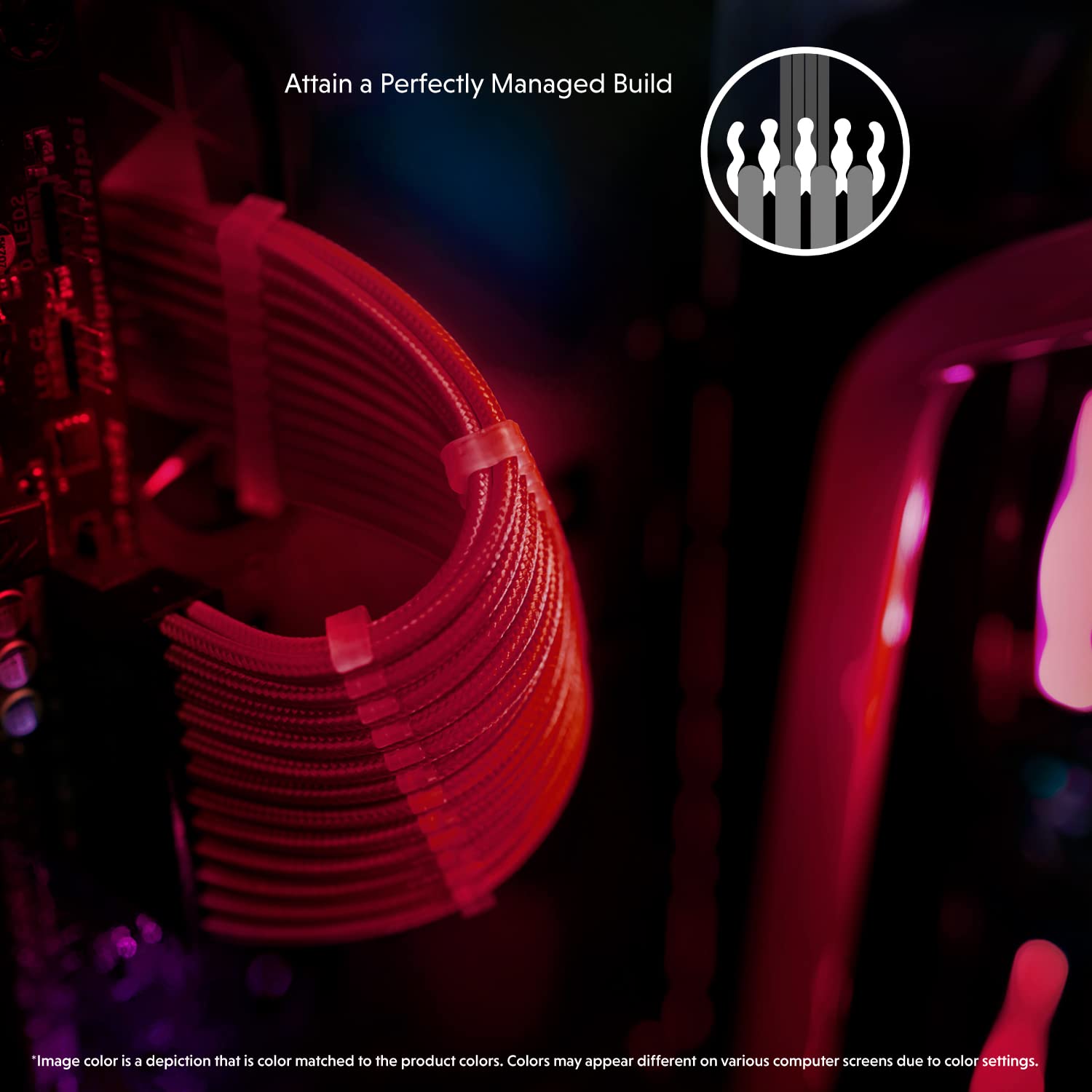 LINKUP - AVA 30cm EPS 4 Pin CPU ATX Motherboard PSU Power Supply Braided Sleeved Custom Mod PC Extension Cable with Combs | Strong & Stiff Design | Single Pack | 300mm - Red | Perfect for Gaming PC, Workstation & Custom PC Builds