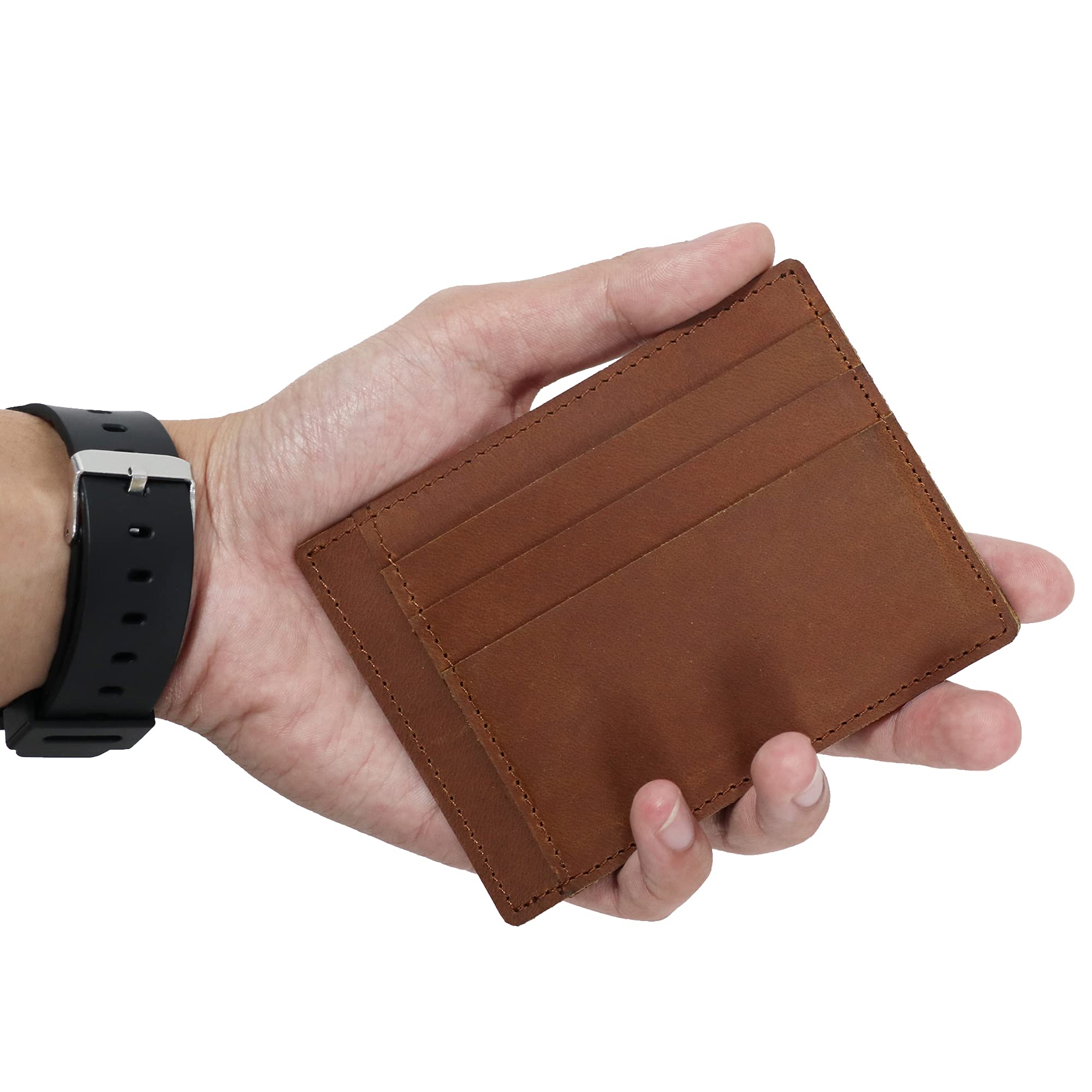 Slim Leather Credit Card Wallet for Men - RFID Blocking Minimalist Card Holder - Perfect for Travel, Business & Everyday Use